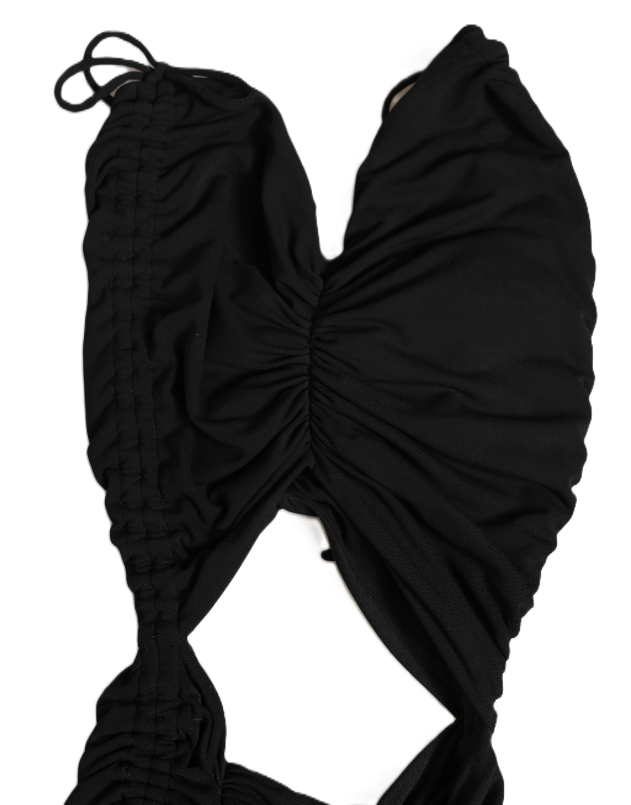 Dolce & Gabbana Black Jersey Calf Length Cut-Out Ruched Women's Dress (Pre-Owned)