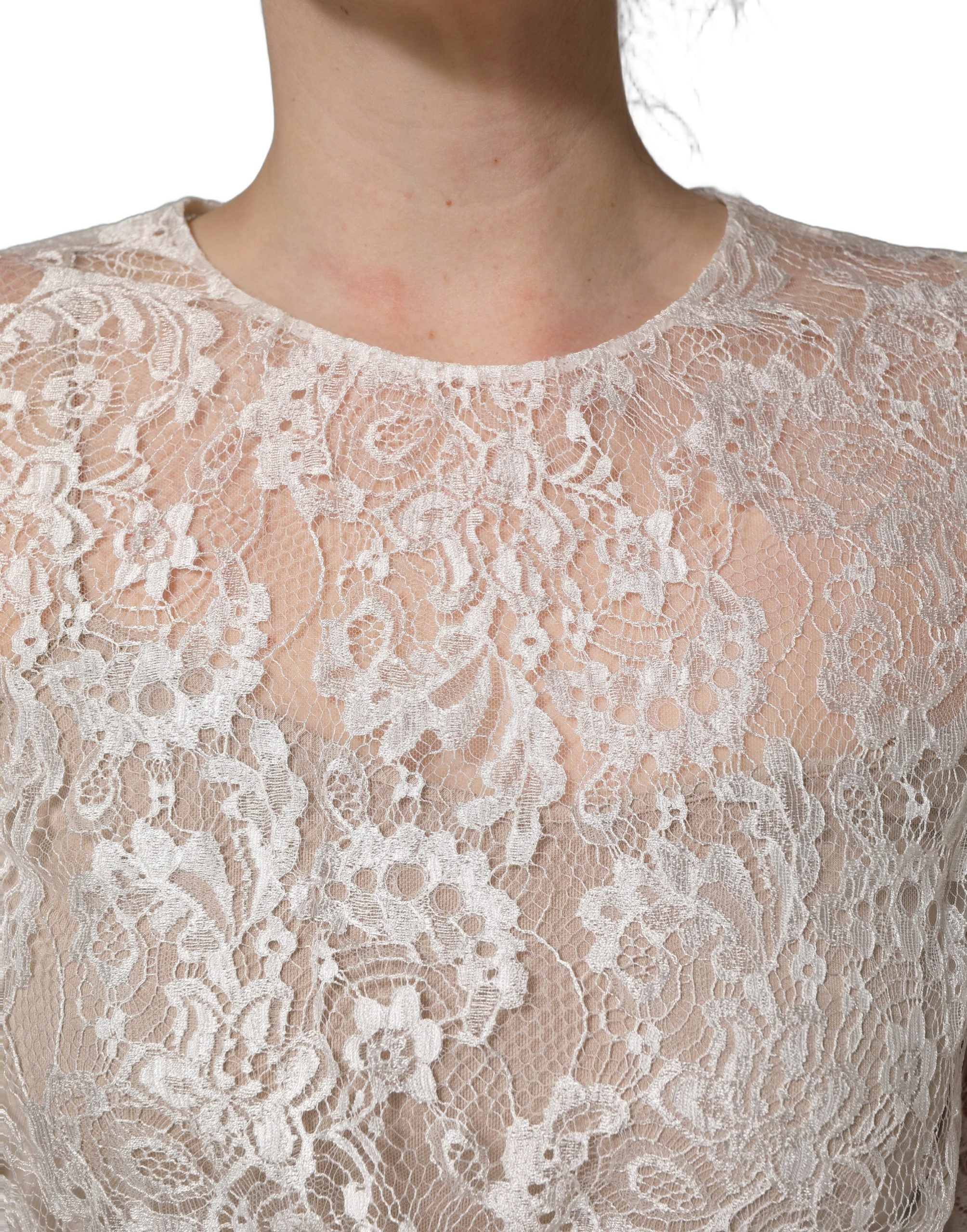 Dolce & Gabbana White Lace Top Embellished Black Skirt Women's Dress