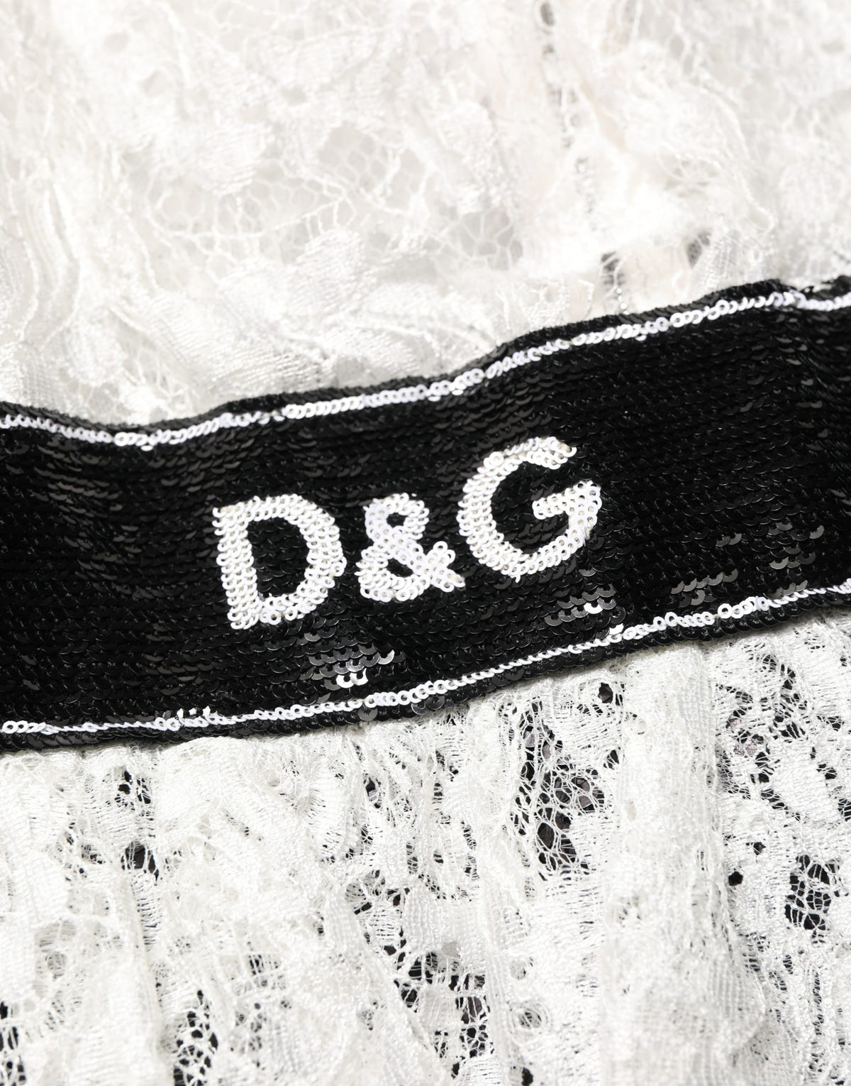 Dolce & Gabbana White Lace Top Embellished Black Skirt Women's Dress