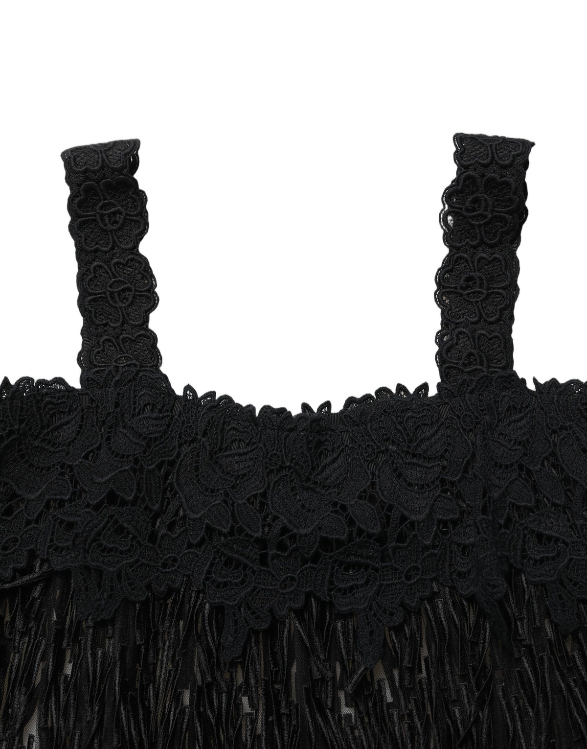 Dolce & Gabbana Black Viscose Fringed Sleeveless Mini Women's Dress