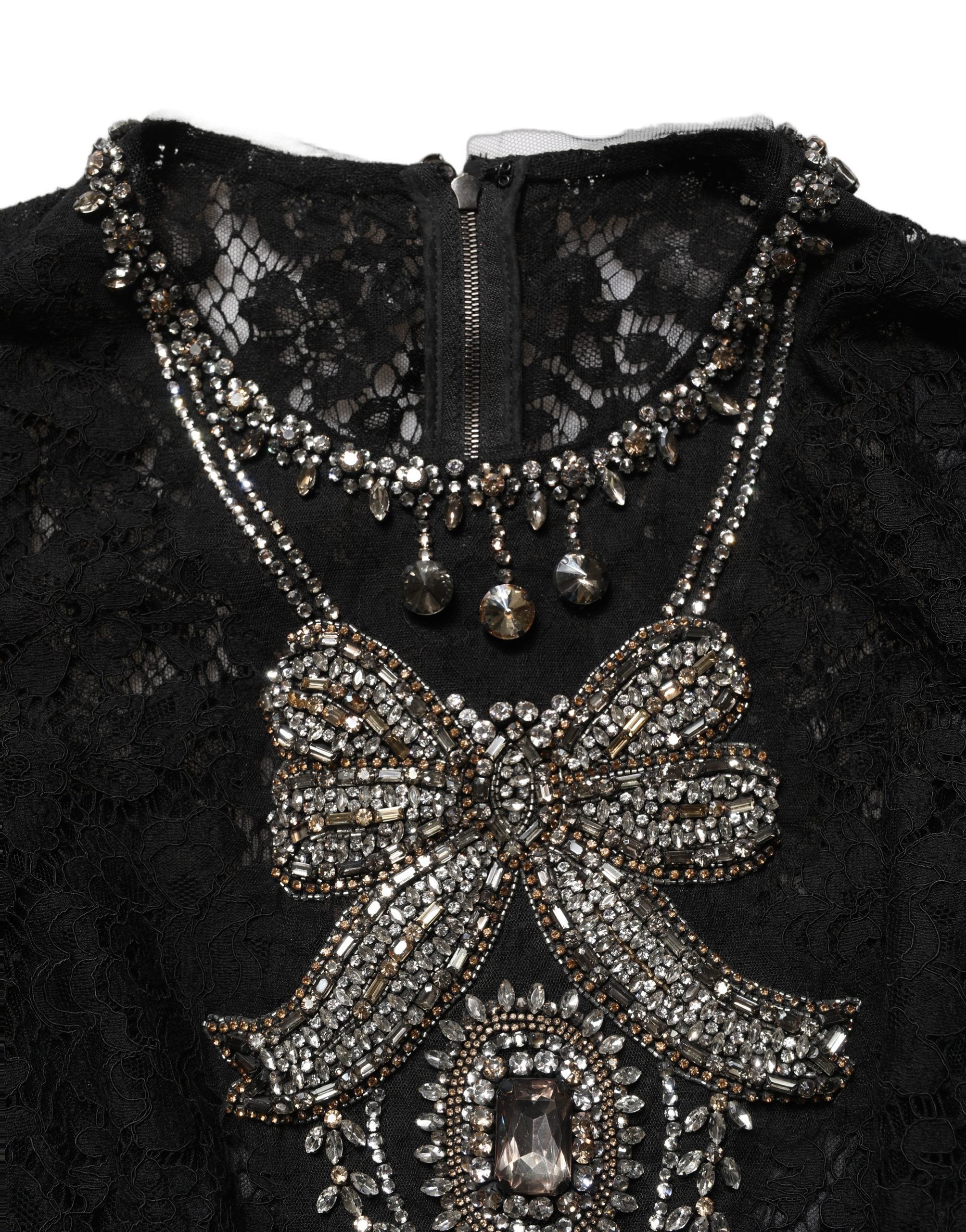 Dolce & Gabbana Black Crystal Embellished Sheath Midi Women's Dress