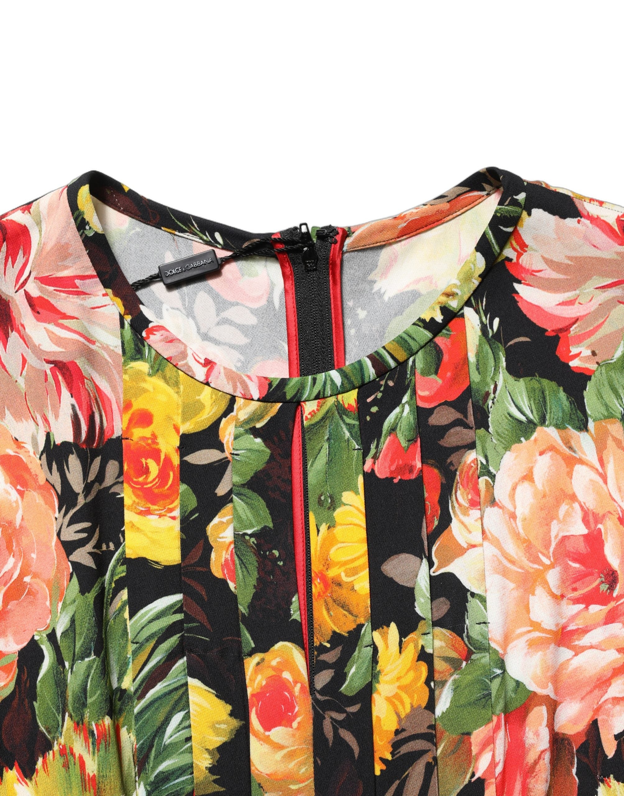 Dolce & Gabbana Multicolor Floral Print LongSleeve Midi Women's Dress