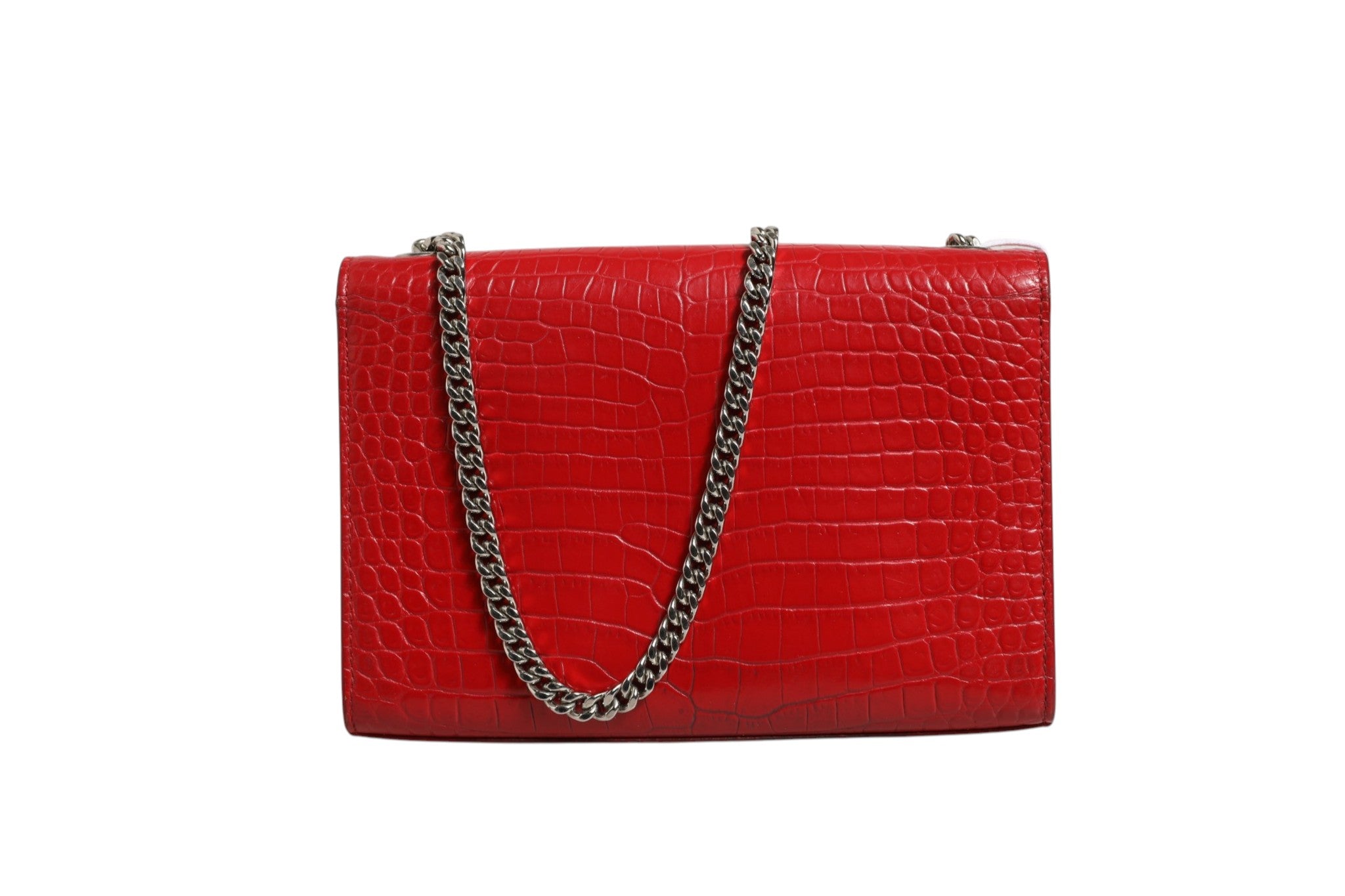 Saint Laurent Kate Tassel Chain Bag in Red Crocodile Embossed Women's Leather (Pre-Owned)