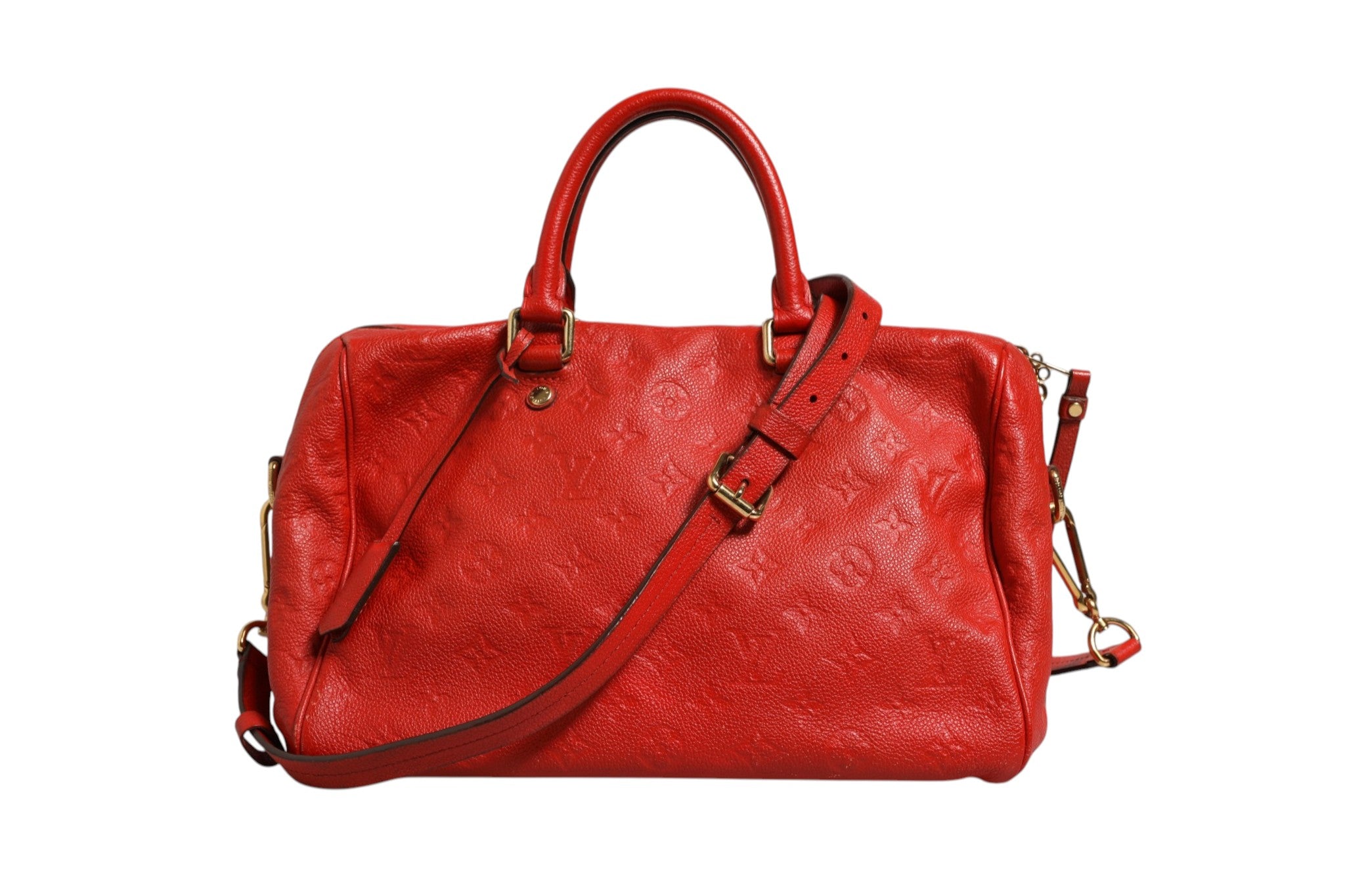 Louis Vuitton Red Monogram Empreinte Speedy Bandouliere Women's 30 (Pre-Owned)