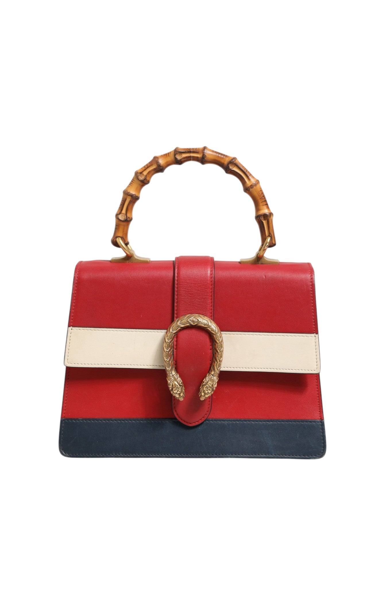 Gucci Dionysus Bamboo Medium Top Handle Bag White Blue Women's Red (Pre-Owned)