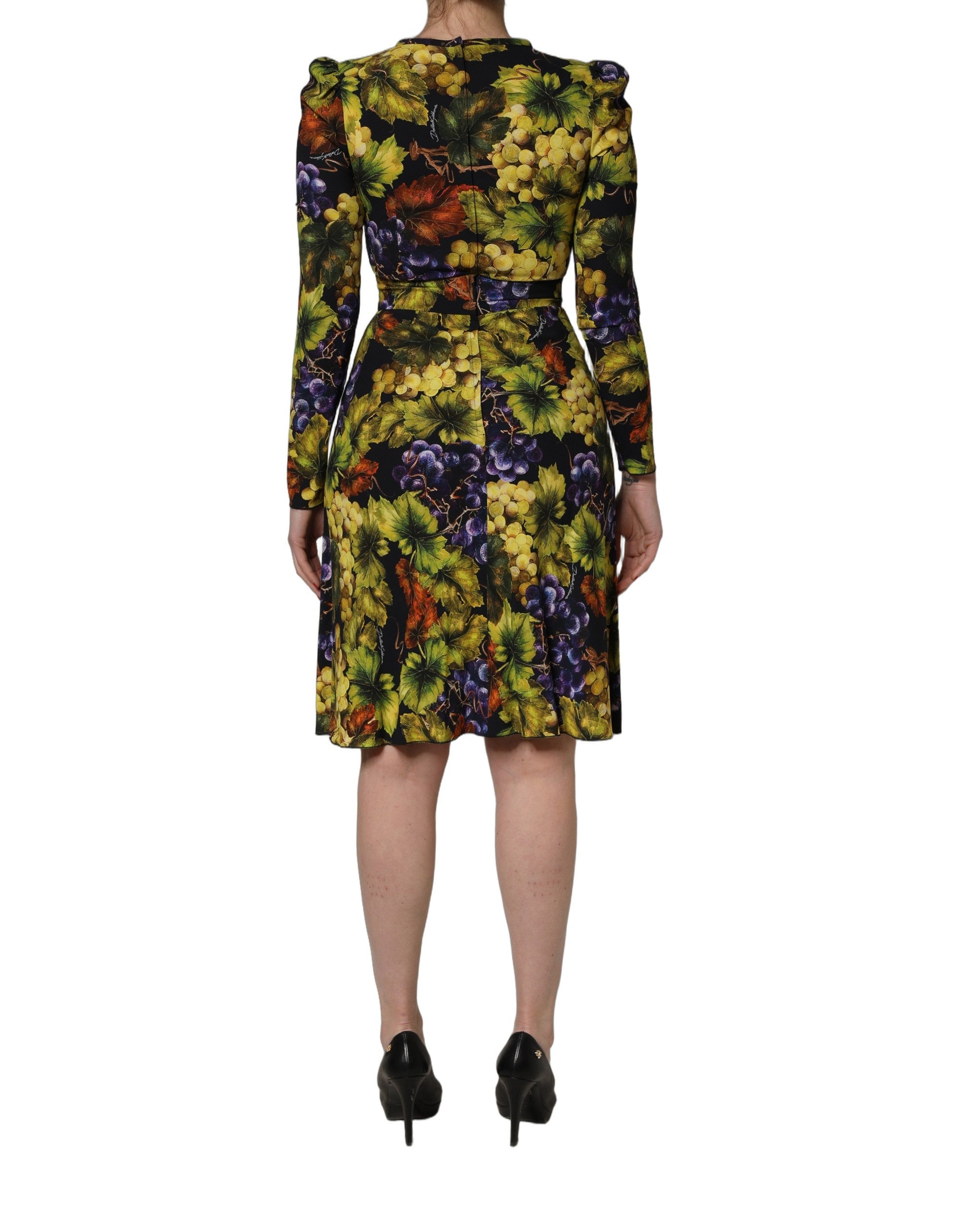 Dolce & Gabbana Multicolor Grape Print LongSleeve Midi Women's Dress