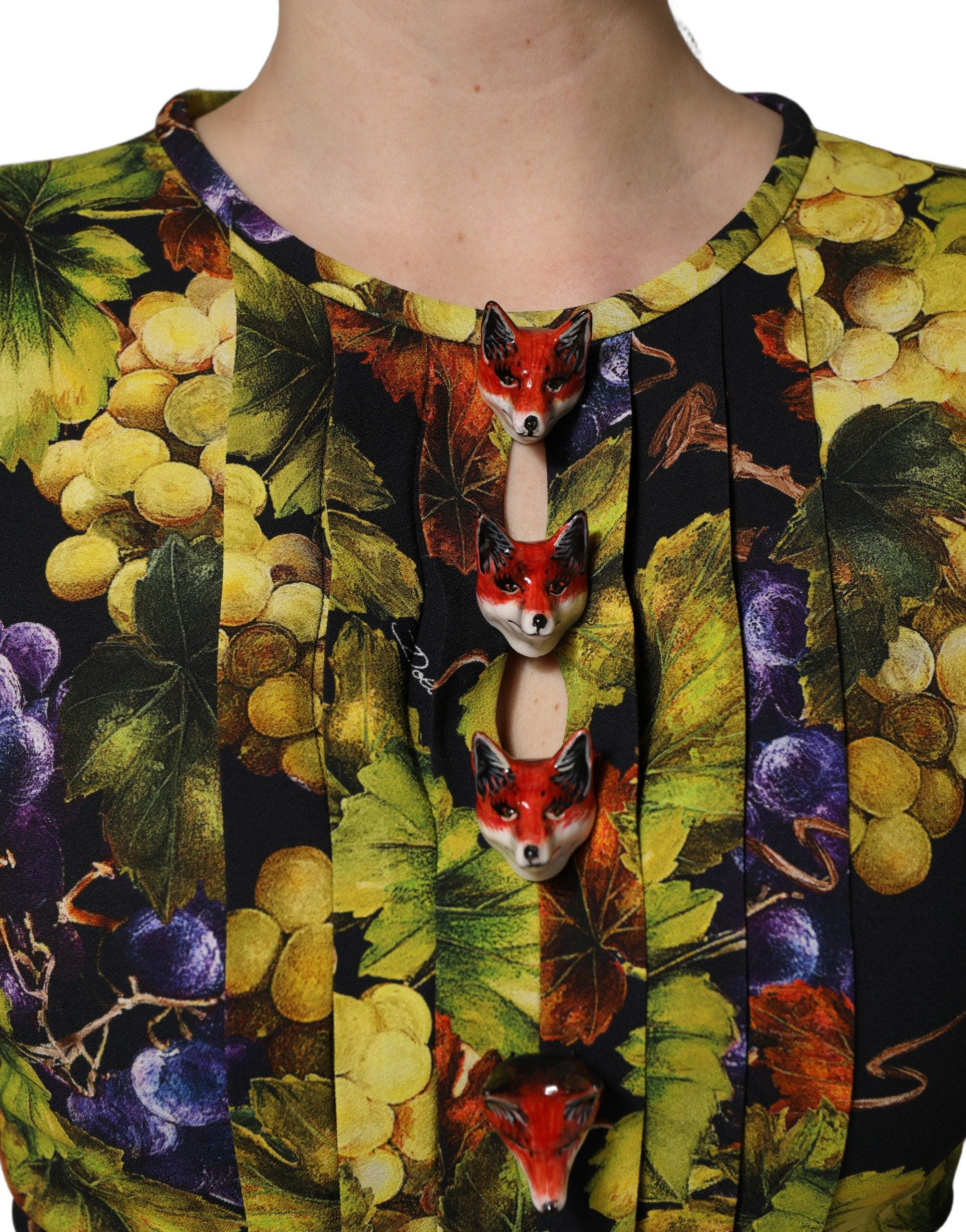 Dolce & Gabbana Multicolor Grape Print LongSleeve Midi Women's Dress