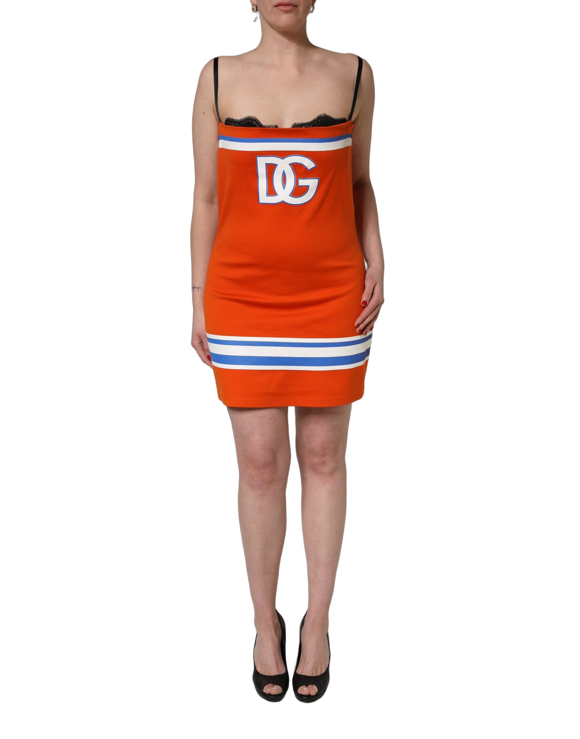 Dolce & Gabbana Orange Cotton Superbowl Football Inspired Mini Women's Dress