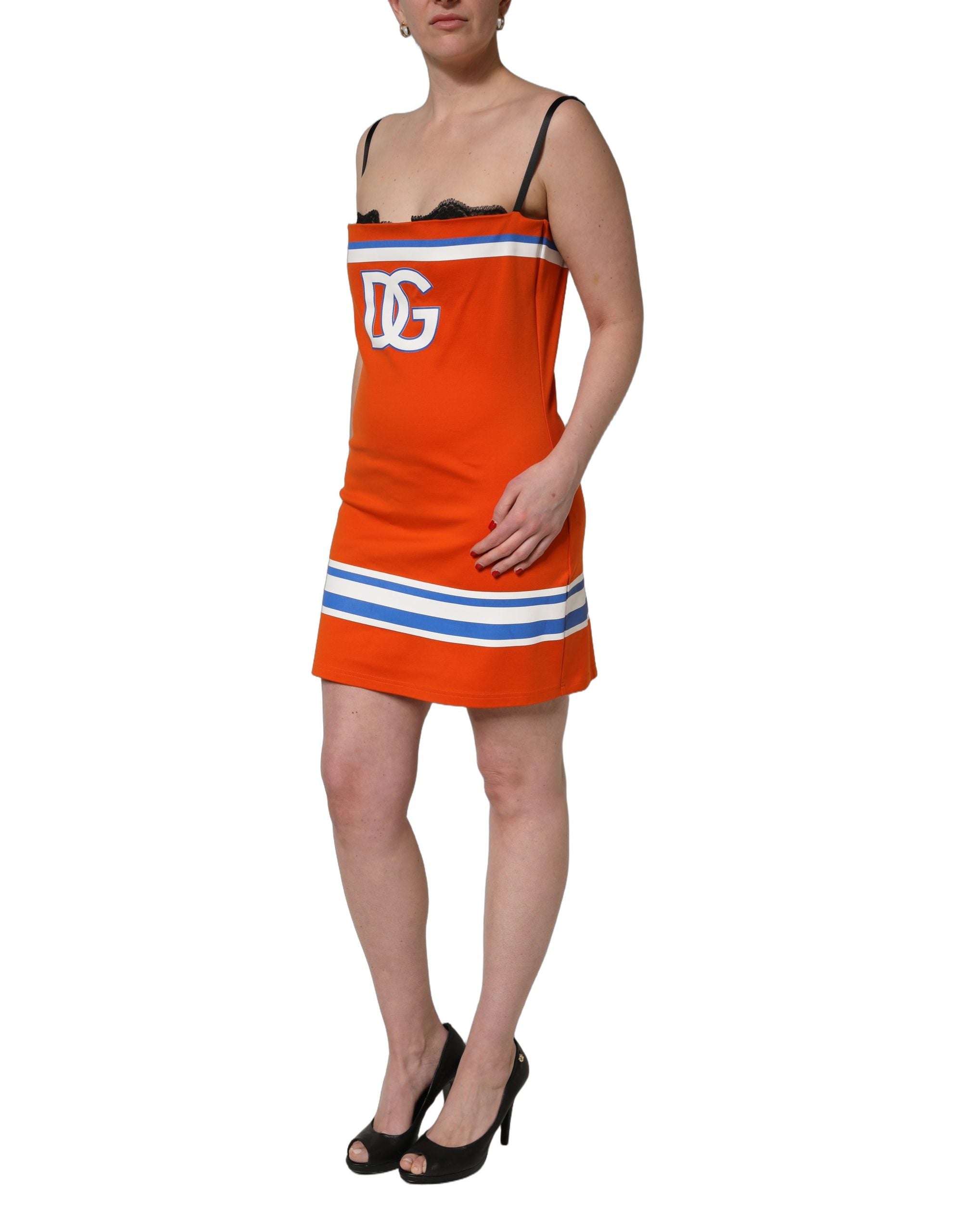 Dolce & Gabbana Orange Cotton Superbowl Football Inspired Mini Women's Dress