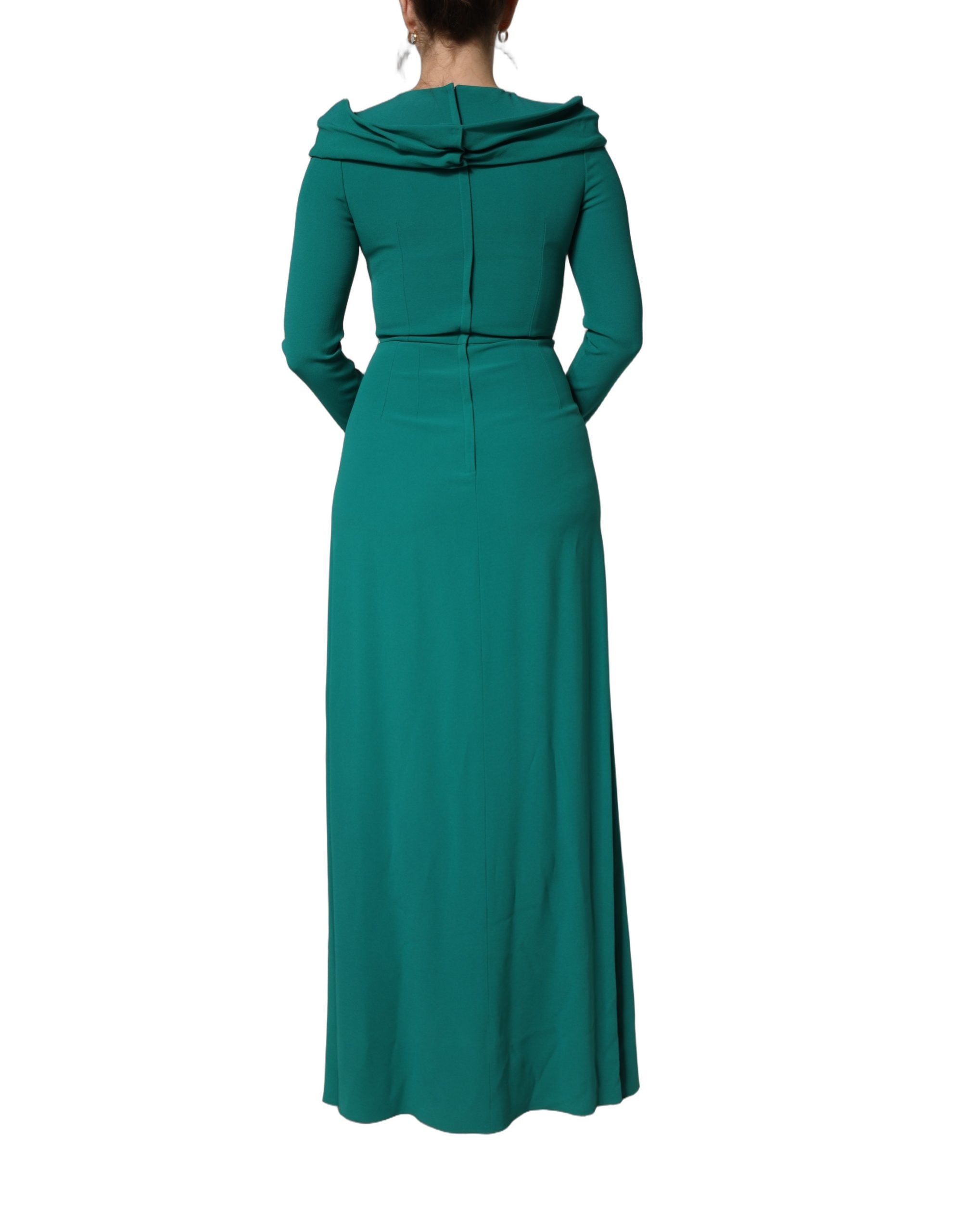 Dolce & Gabbana Green Round Neck Long Sleeves Gown Women's Dress