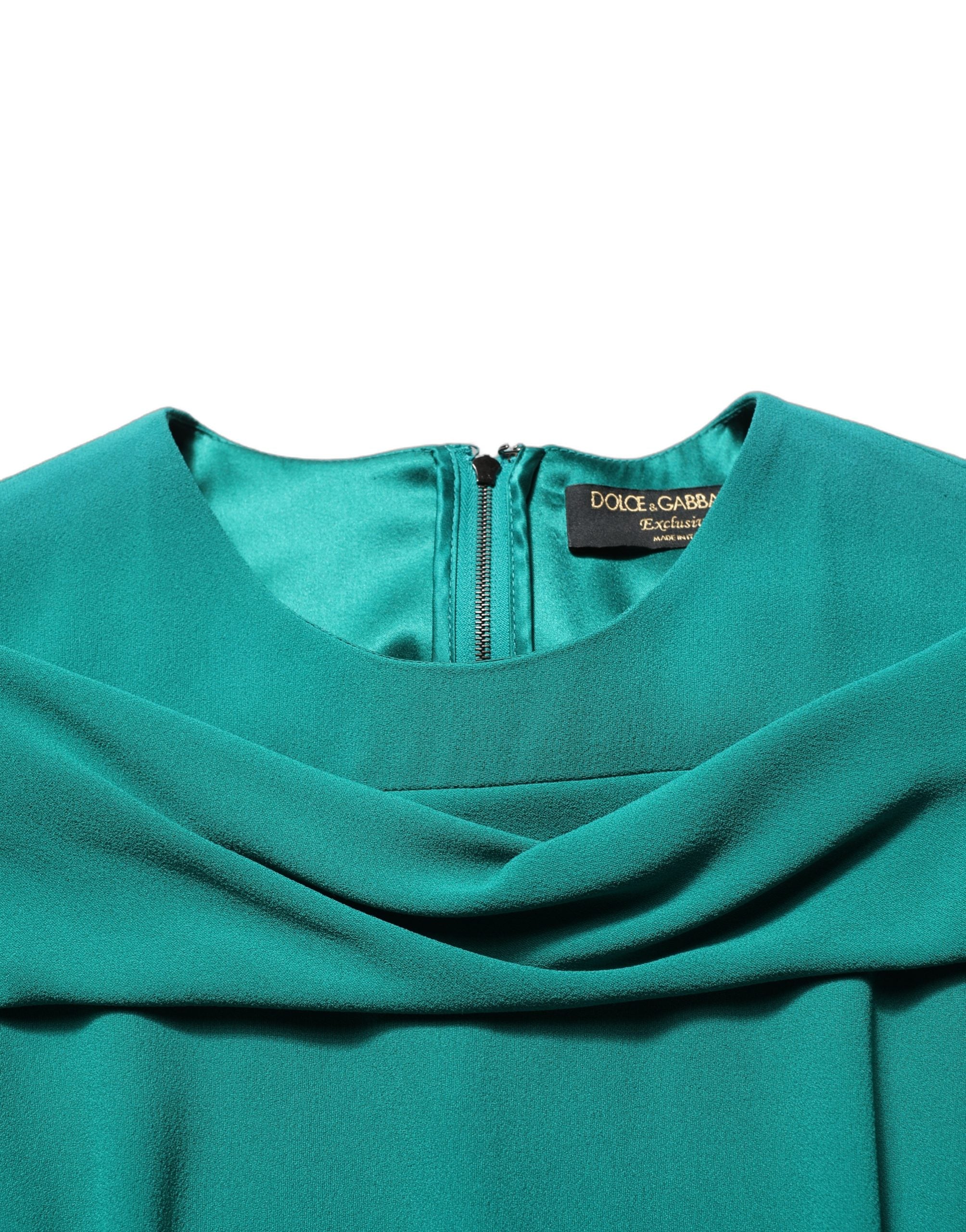 Dolce & Gabbana Green Round Neck Long Sleeves Gown Women's Dress