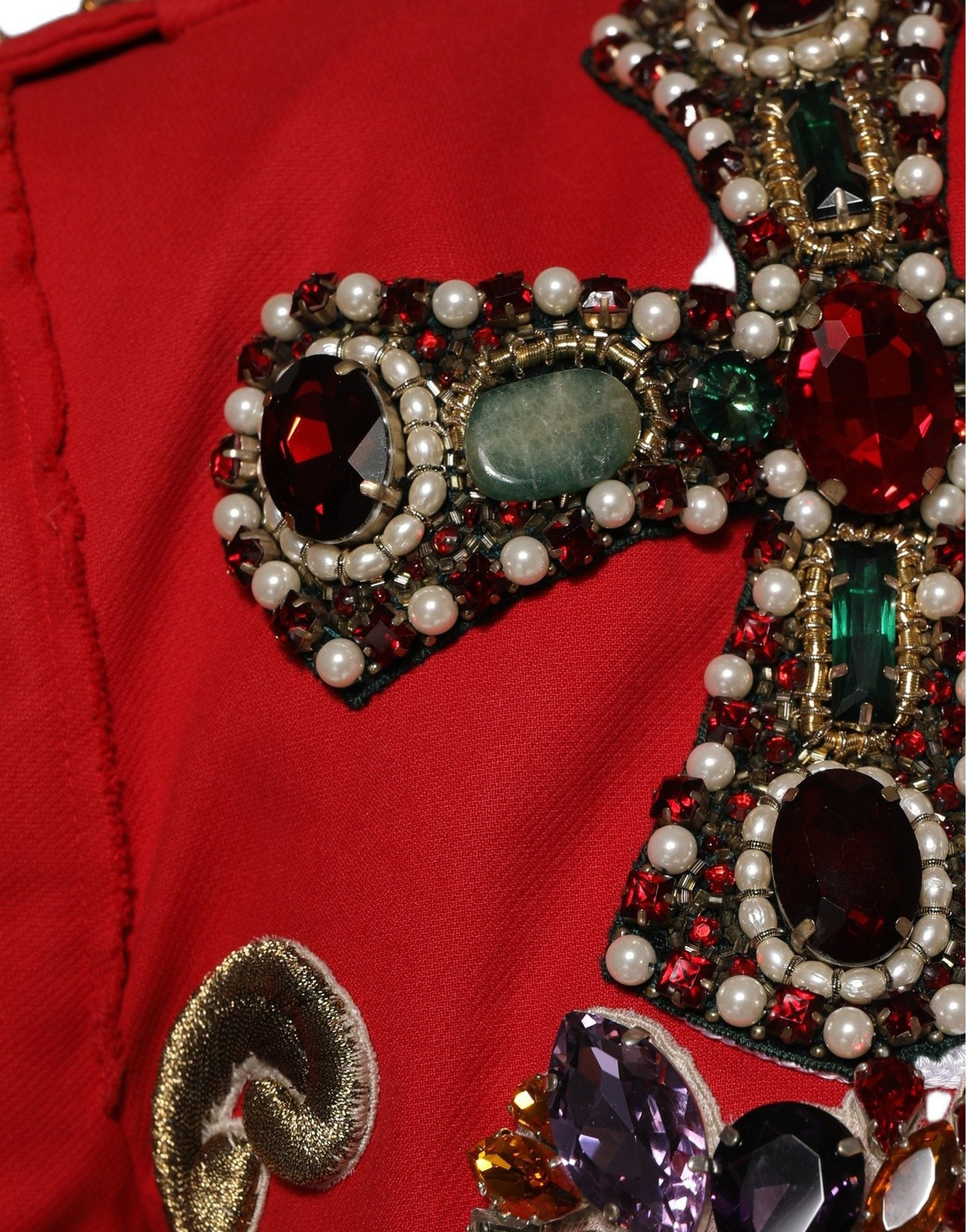 Dolce & Gabbana Multicolor Asymmetrical Ornate Jewel Cropped Women's Jacket