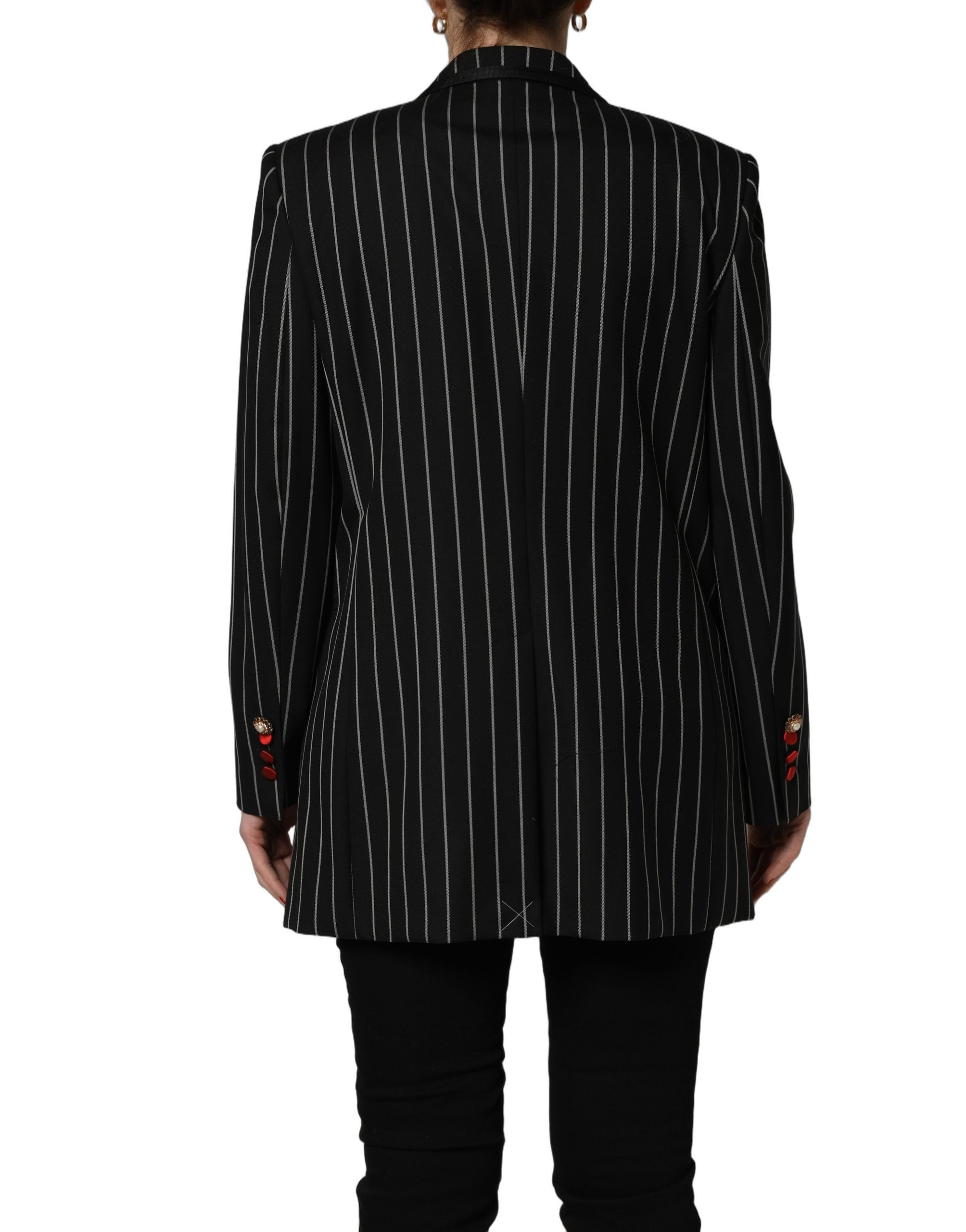 Dolce & Gabbana Black Stripe Double-Breasted Blazer Women's Jacket