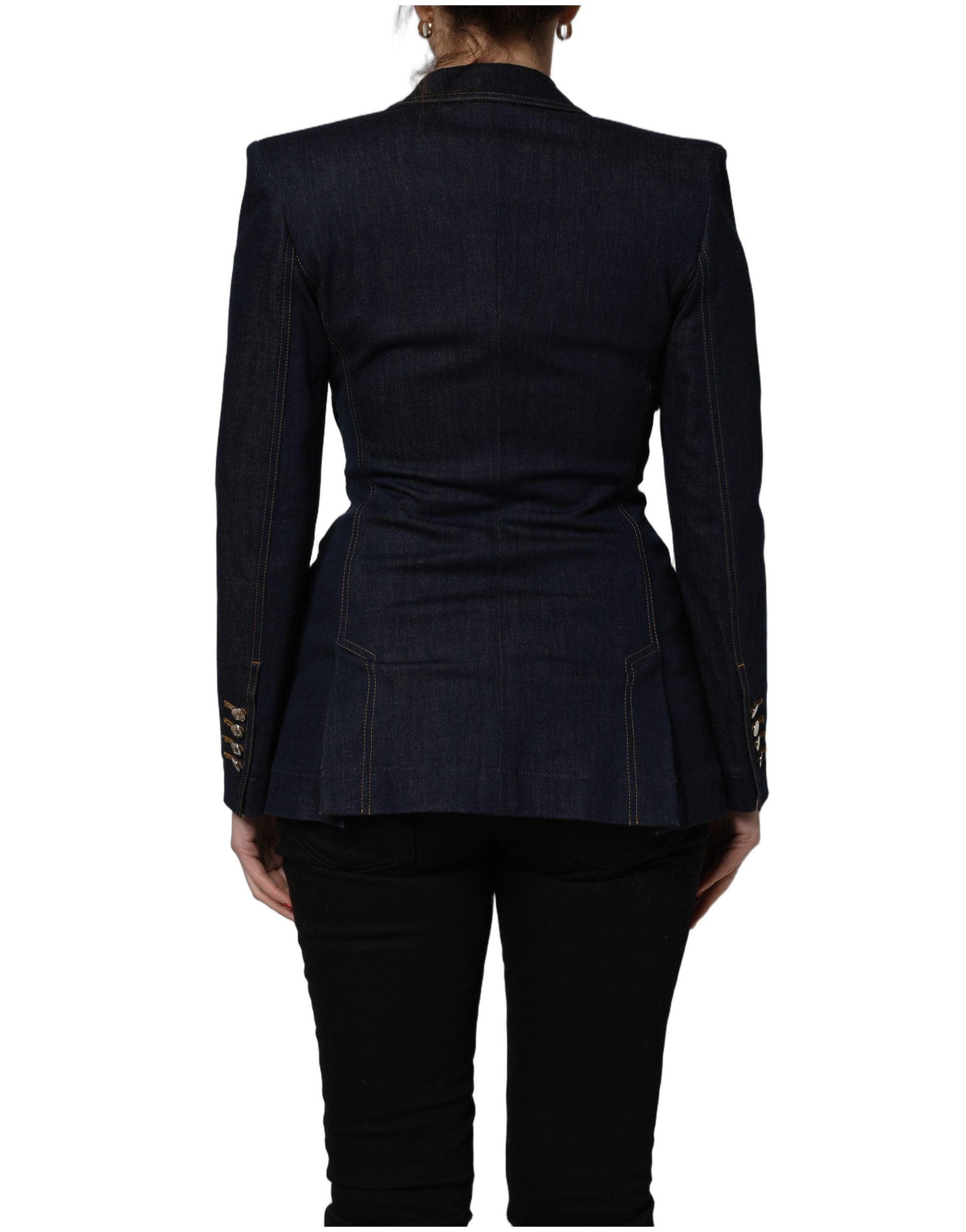 Dolce & Gabbana Blue Single-Breasted Denim Blazer Women's Jacket