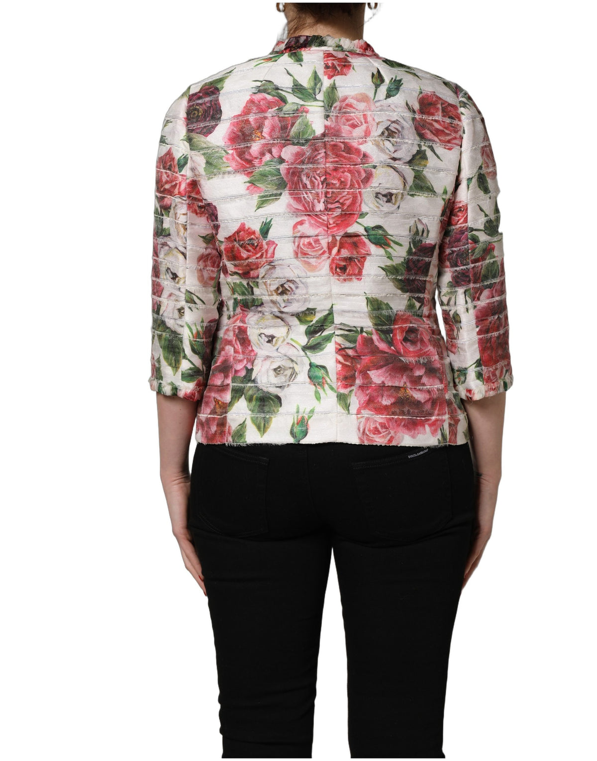 Dolce & Gabbana Multicolor Peony Print Polyester Coat Women's Jacket