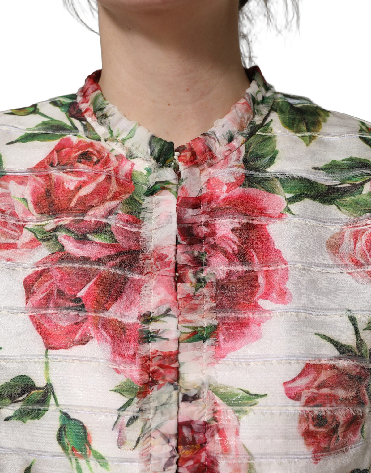 Dolce & Gabbana Multicolor Peony Print Polyester Coat Women's Jacket
