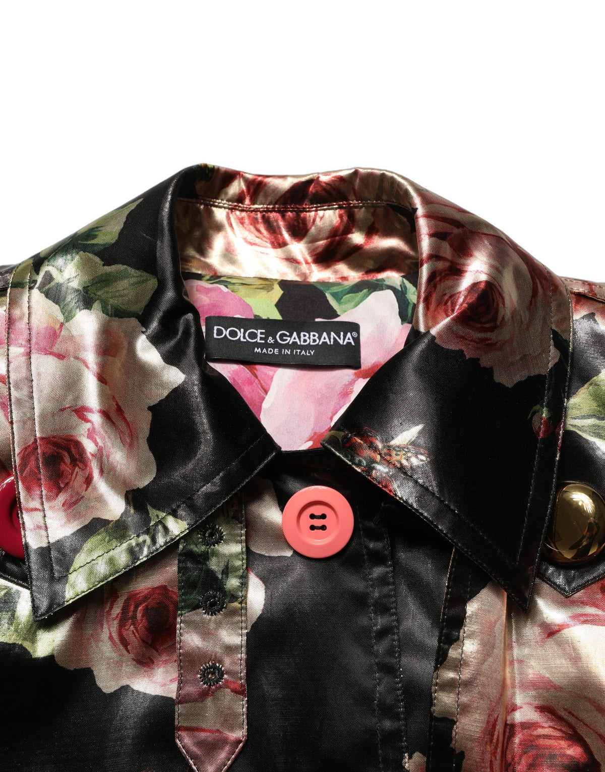 Dolce & Gabbana Black Floral Belted Polyester Trench Coat Women's Jacket