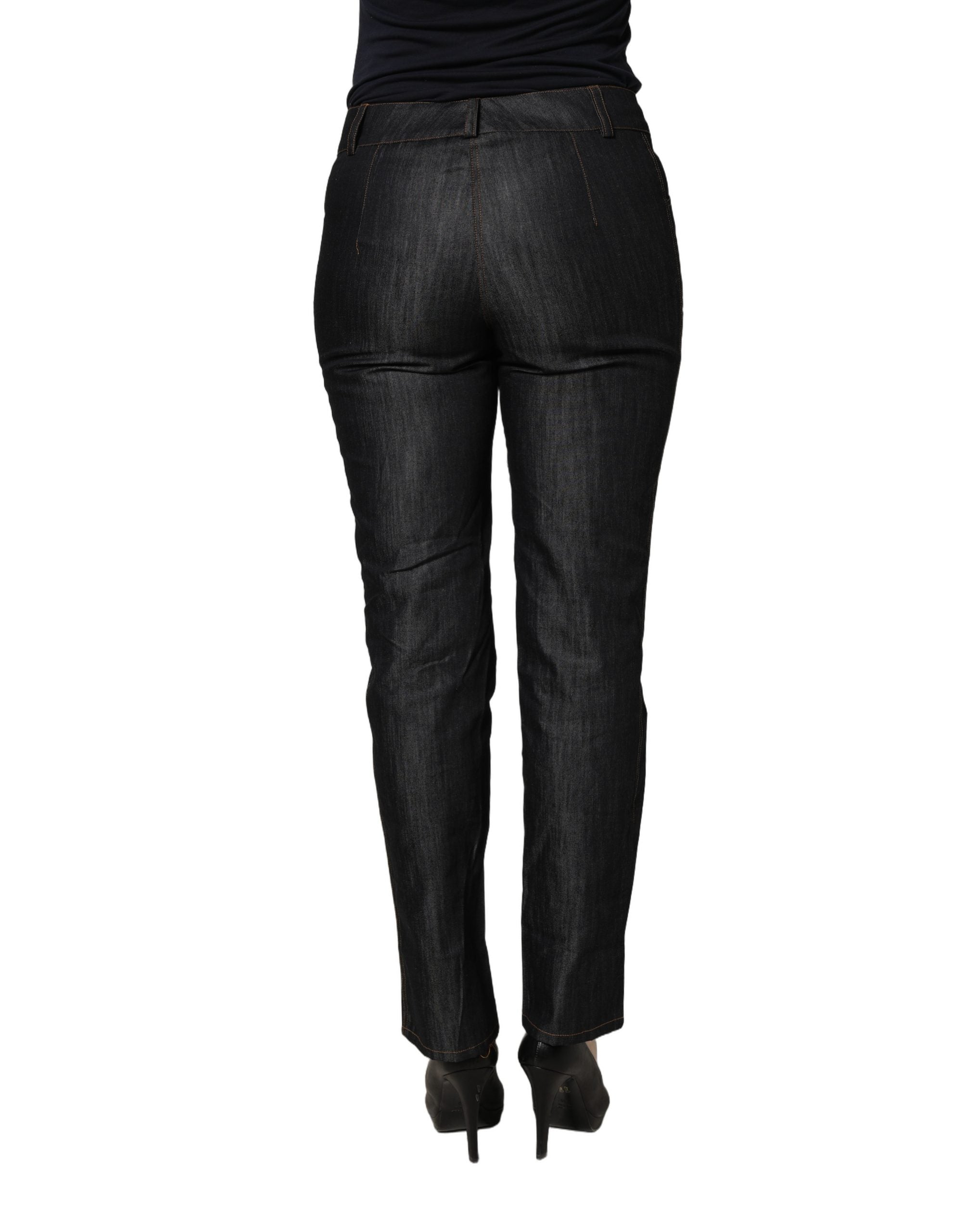 BENCIVENGA Black Cotton Mid Waist Skinny Denim Trouser Women's Jeans