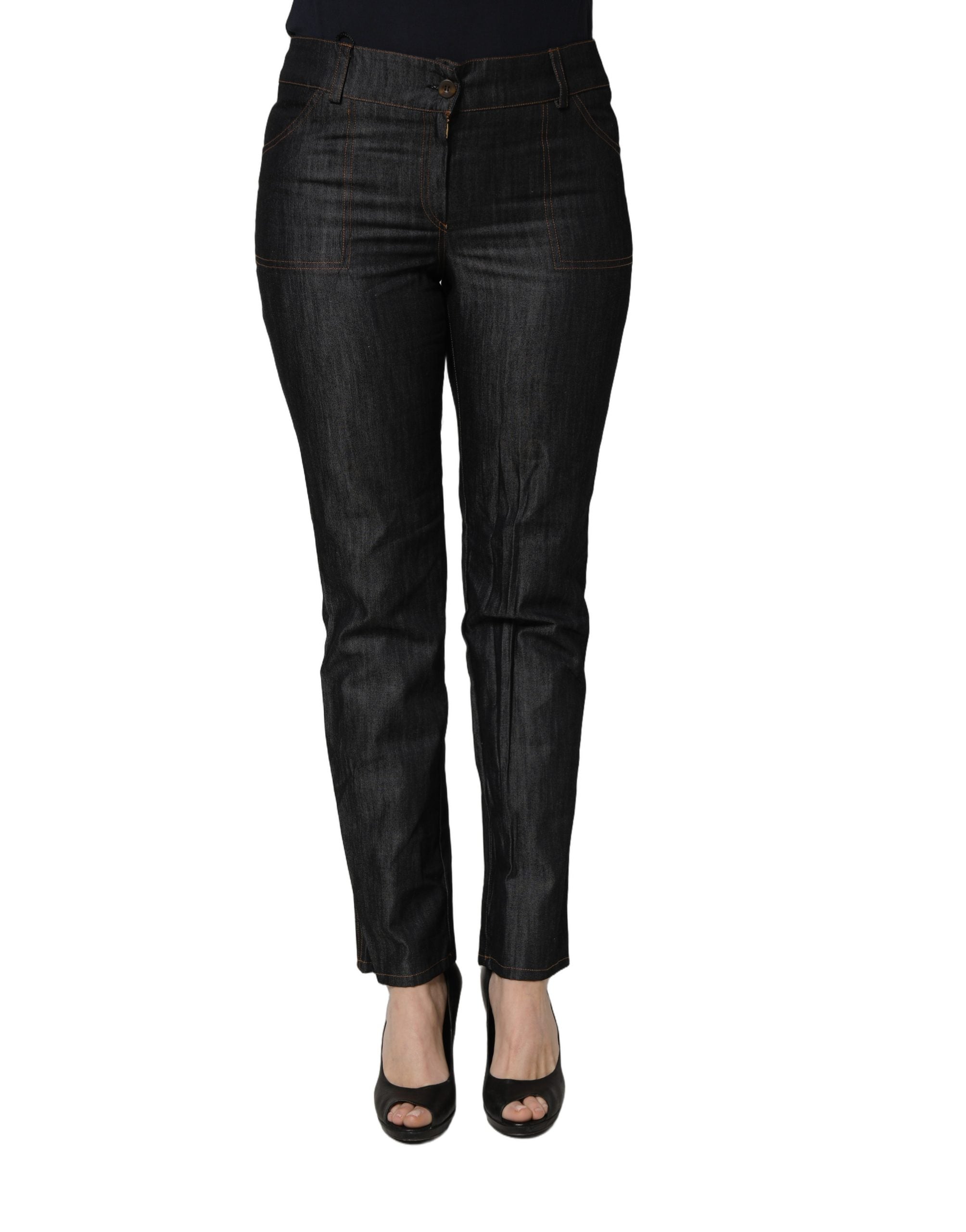 BENCIVENGA Black Cotton Mid Waist Skinny Denim Trouser Women's Jeans