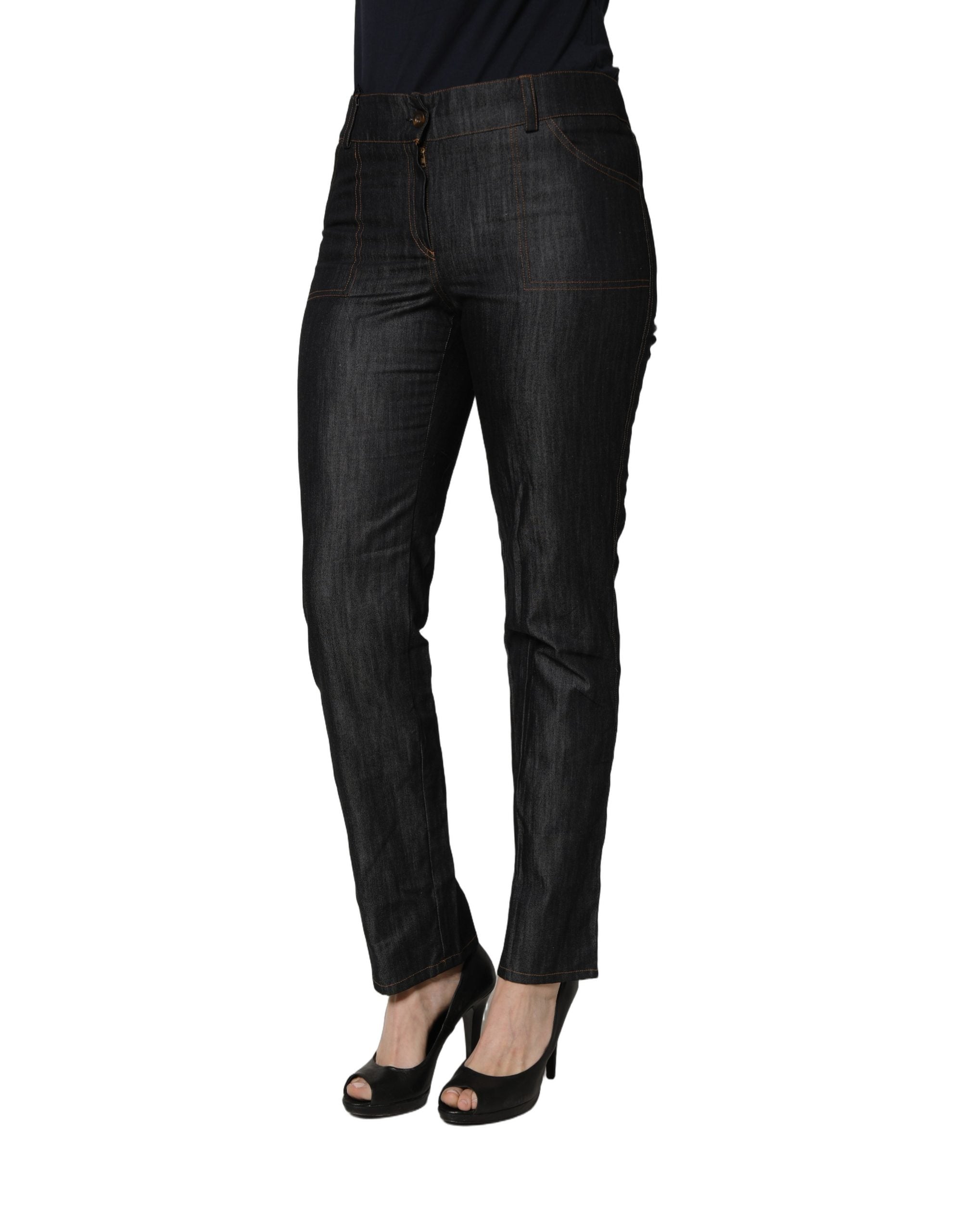 BENCIVENGA Black Cotton Mid Waist Skinny Denim Trouser Women's Jeans