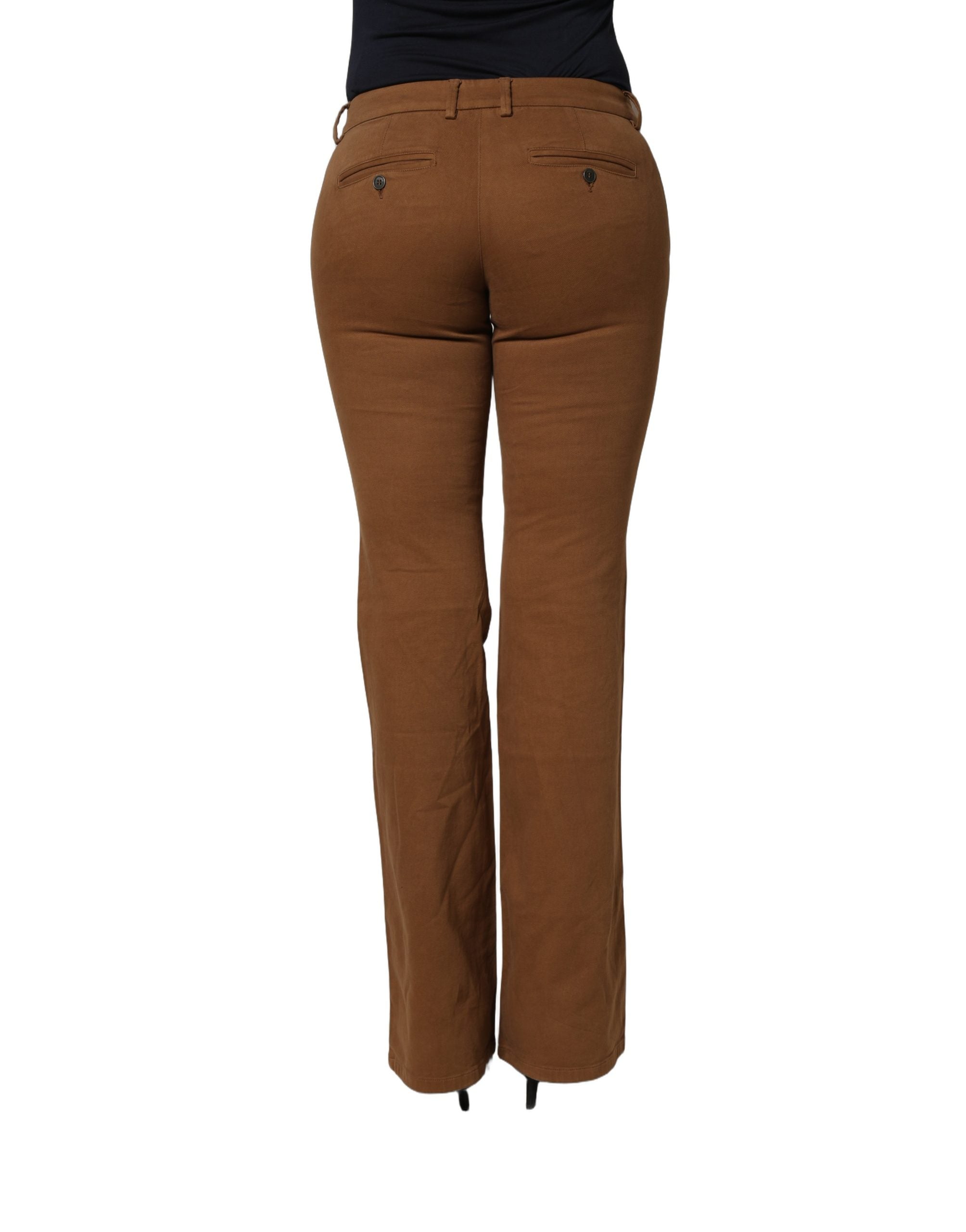 Siviglia Brown Low Waist Cotton Women Bootcut Trousers Women's Pants (Pre-Owned)