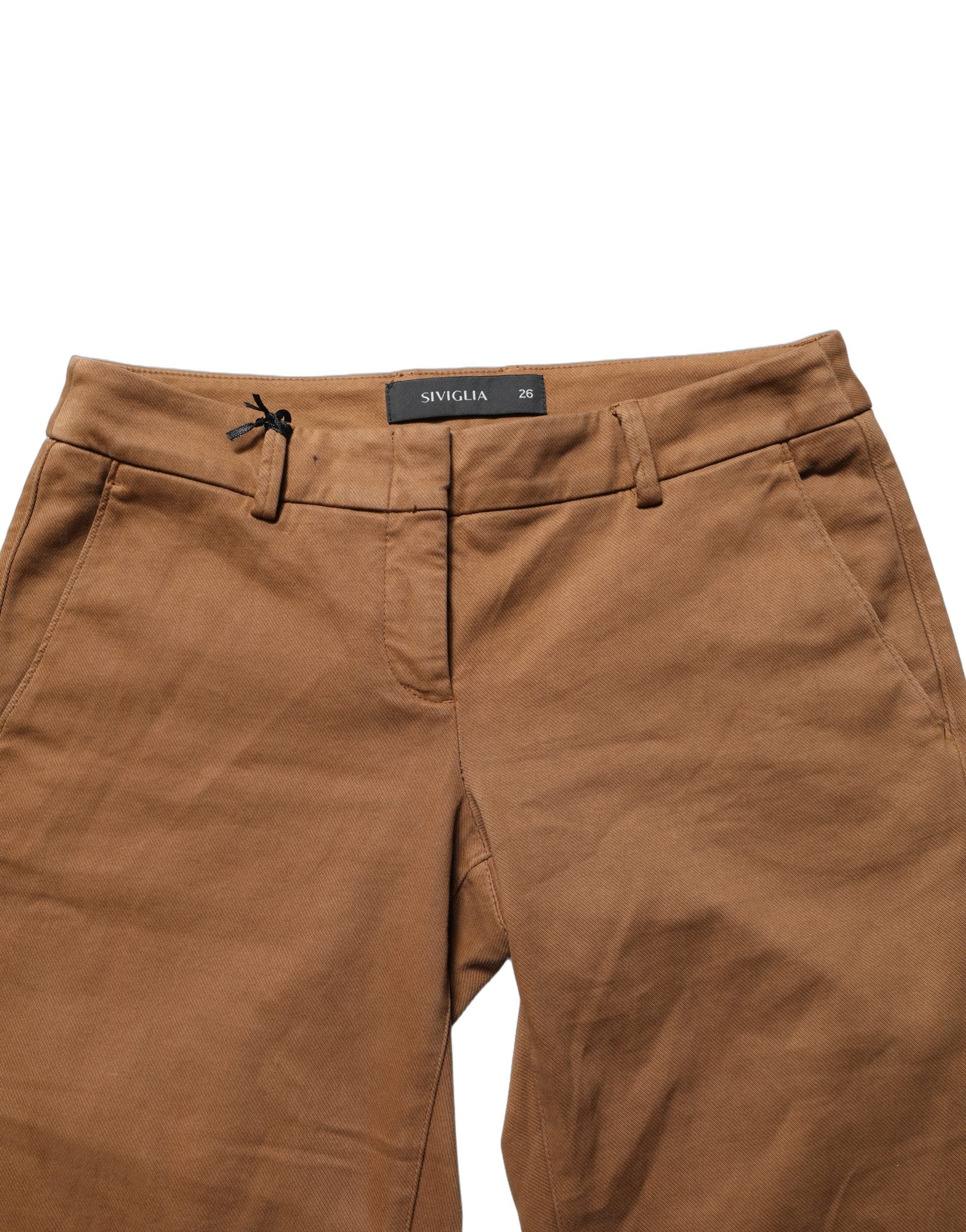 Siviglia Brown Low Waist Cotton Women Bootcut Trousers Women's Pants (Pre-Owned)