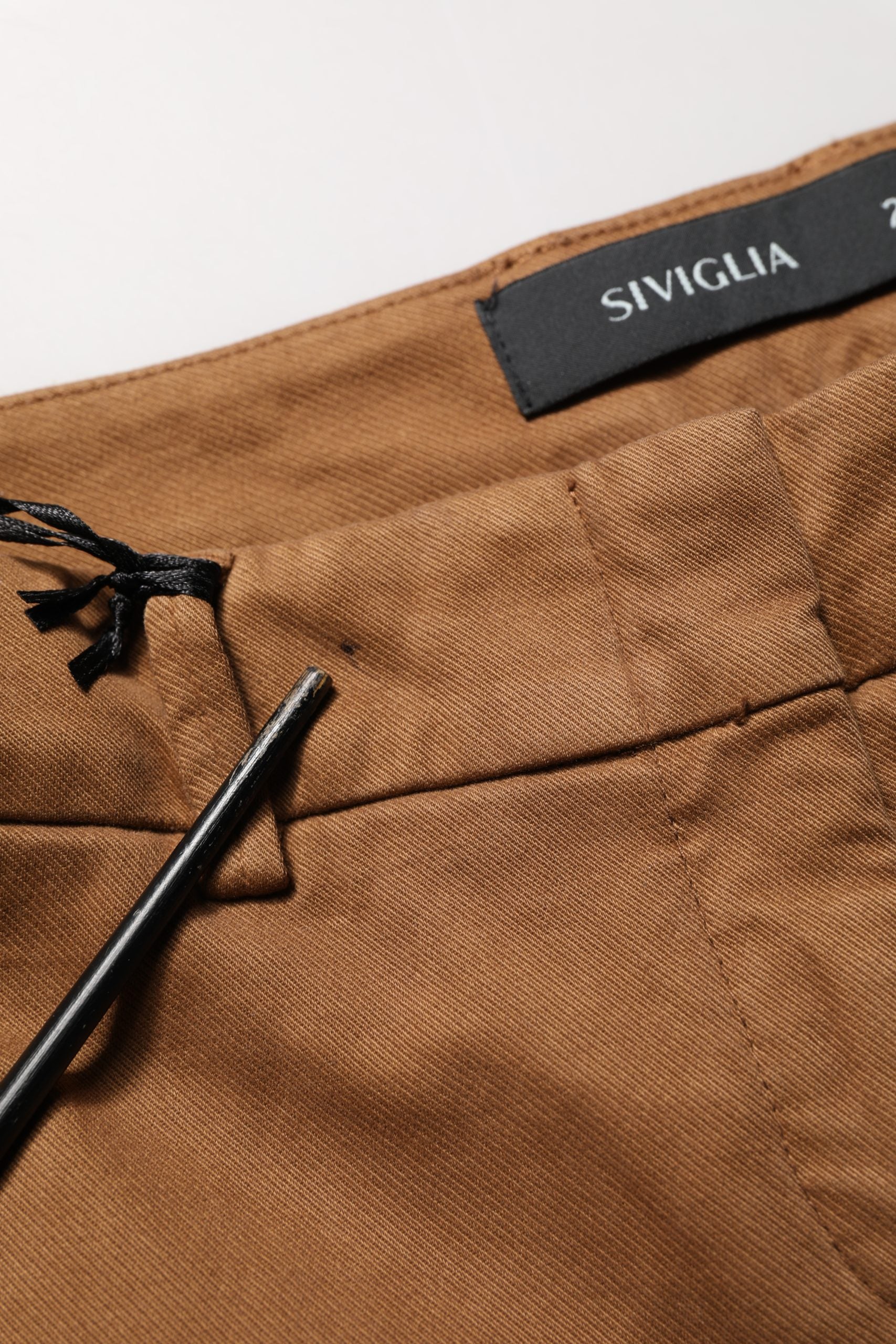 Siviglia Brown Low Waist Cotton Women Bootcut Trousers Women's Pants (Pre-Owned)