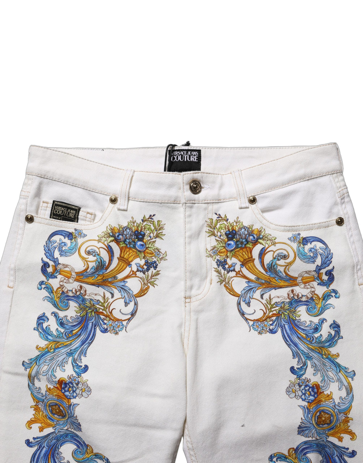 Versace Jeans Couture White Floral Print Skinny Denim Women's Jeans (Pre-Owned)