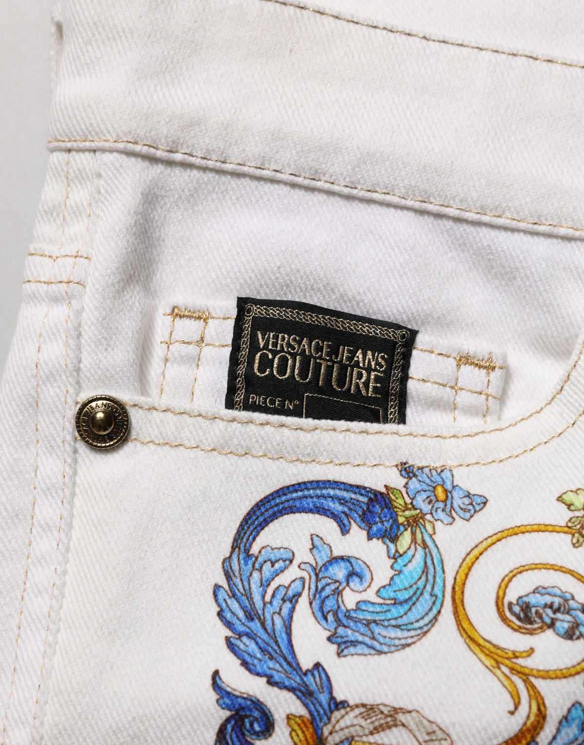 Versace Jeans Couture White Floral Print Skinny Denim Women's Jeans (Pre-Owned)