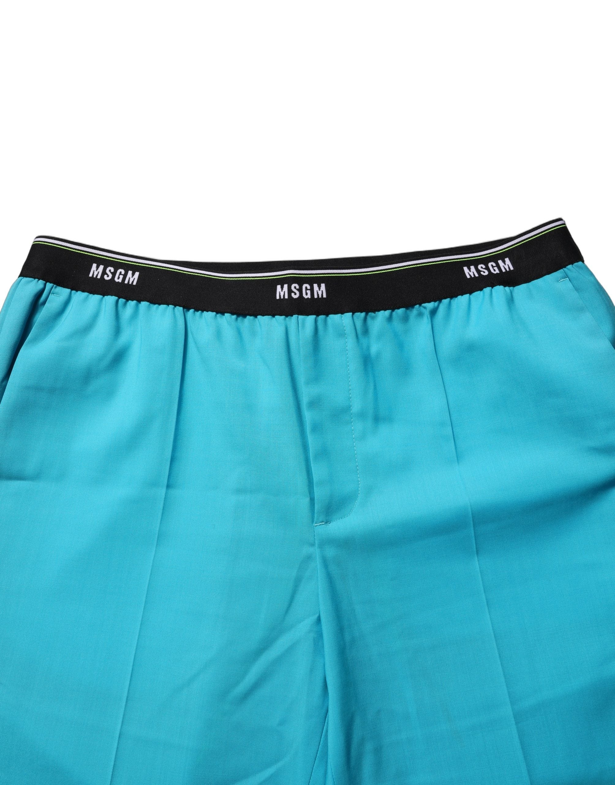 MSGM Blue Wool Mid Waist Tapered Women Trouser Women's Pants (Pre-Owned)