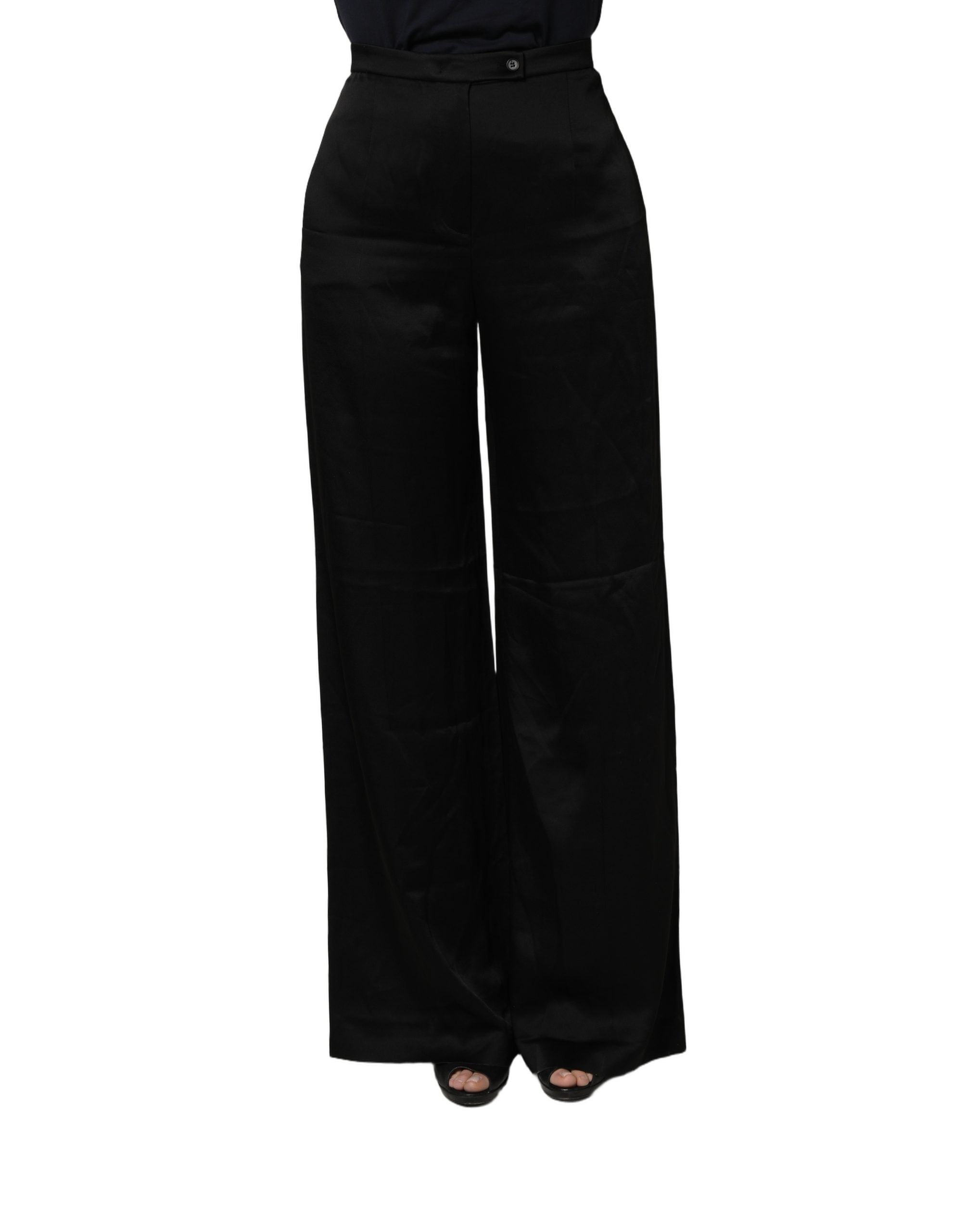 Alberta Ferretti Black HighWaist WideLeg Women Trouser Women's Pants (Pre-Owned)