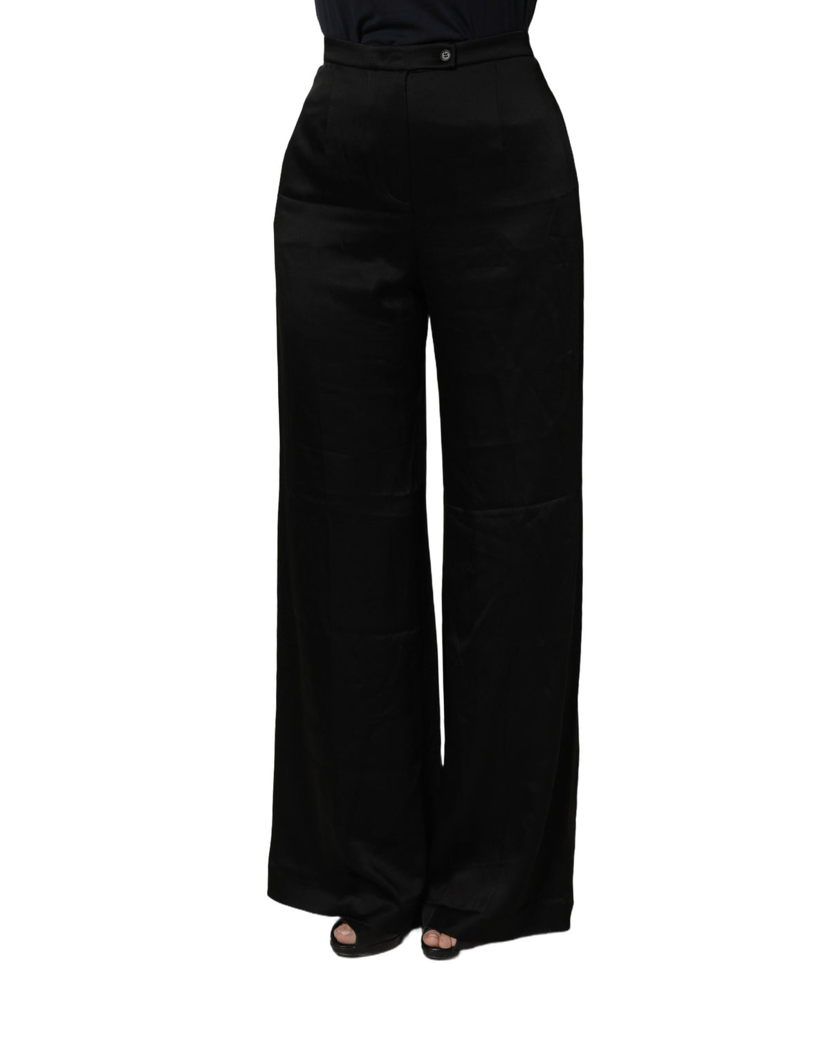 Alberta Ferretti Black HighWaist WideLeg Women Trouser Women's Pants (Pre-Owned)