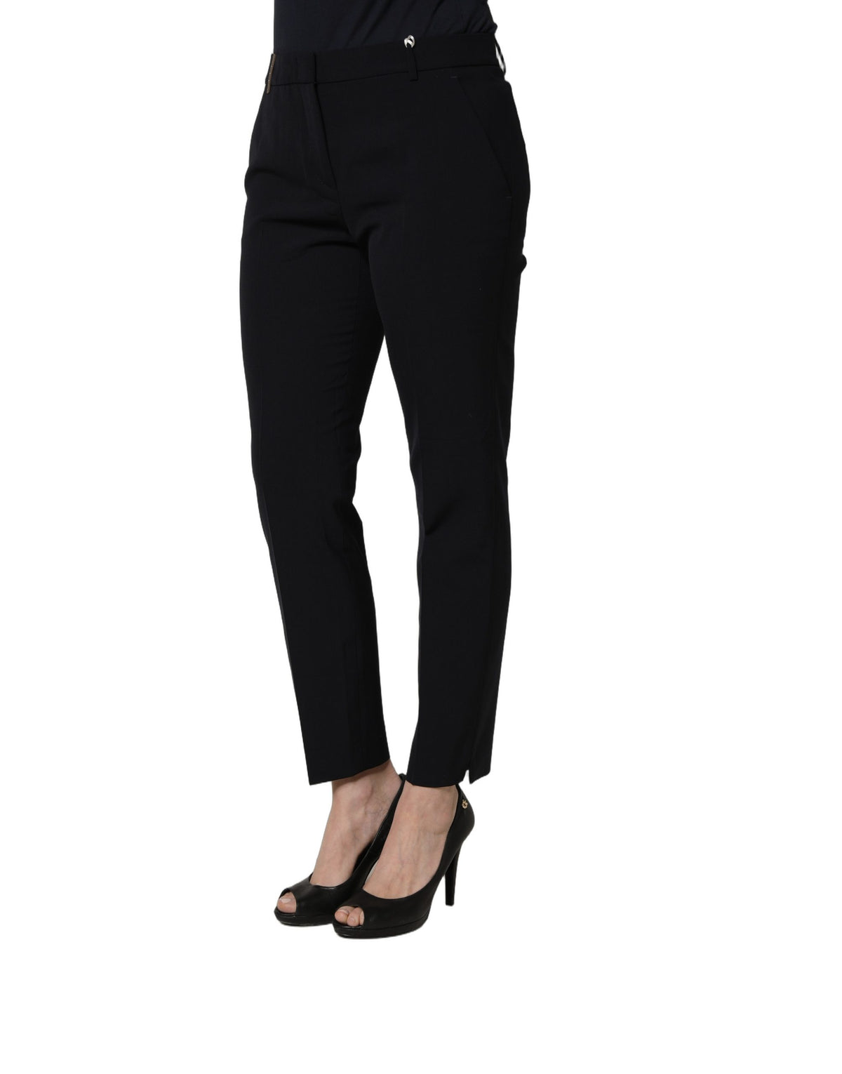 Peserico Black Skinny Mid Waist Chino Women Trouser Women's Pants