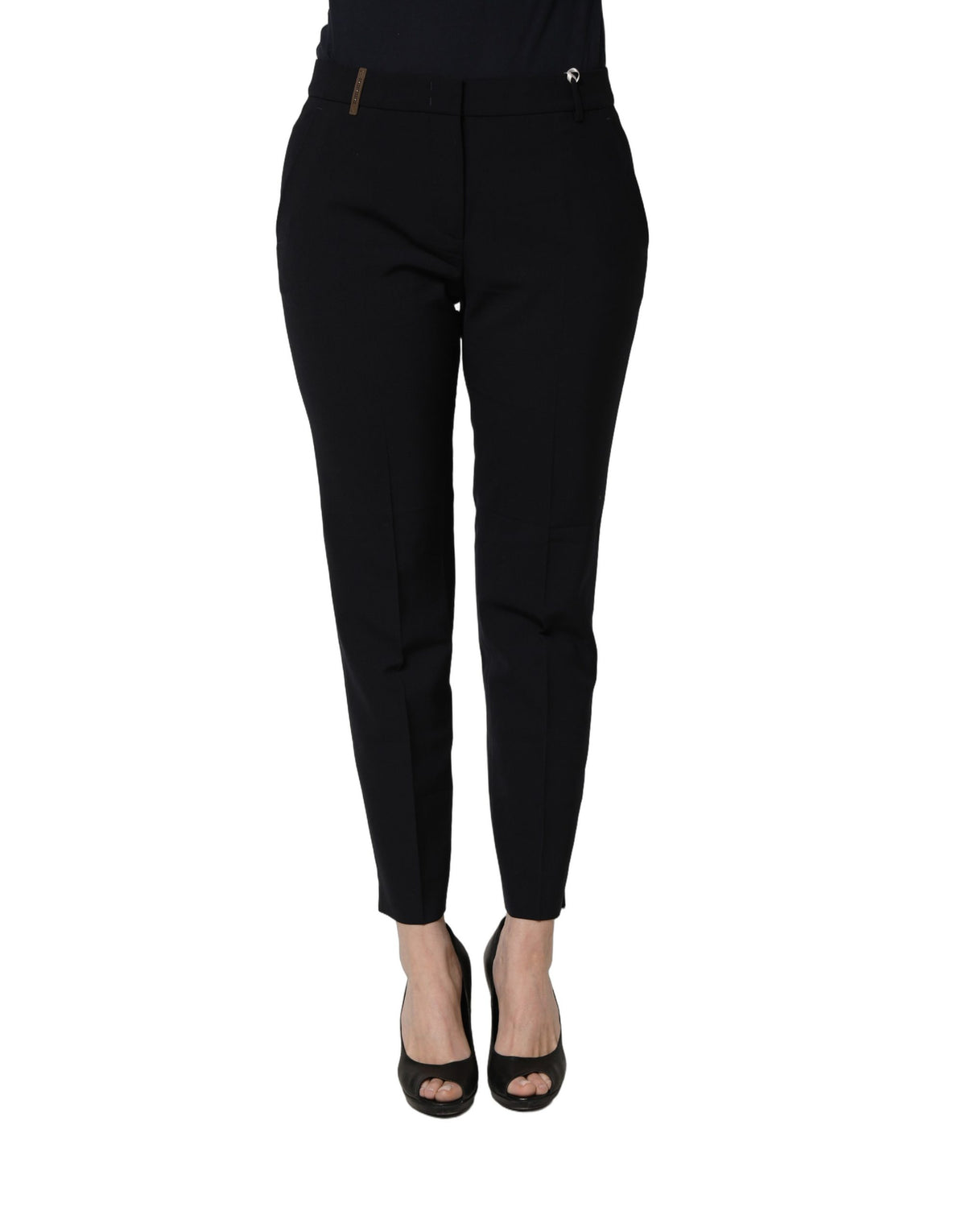 Peserico Black Skinny Mid Waist Chino Women Trouser Women's Pants
