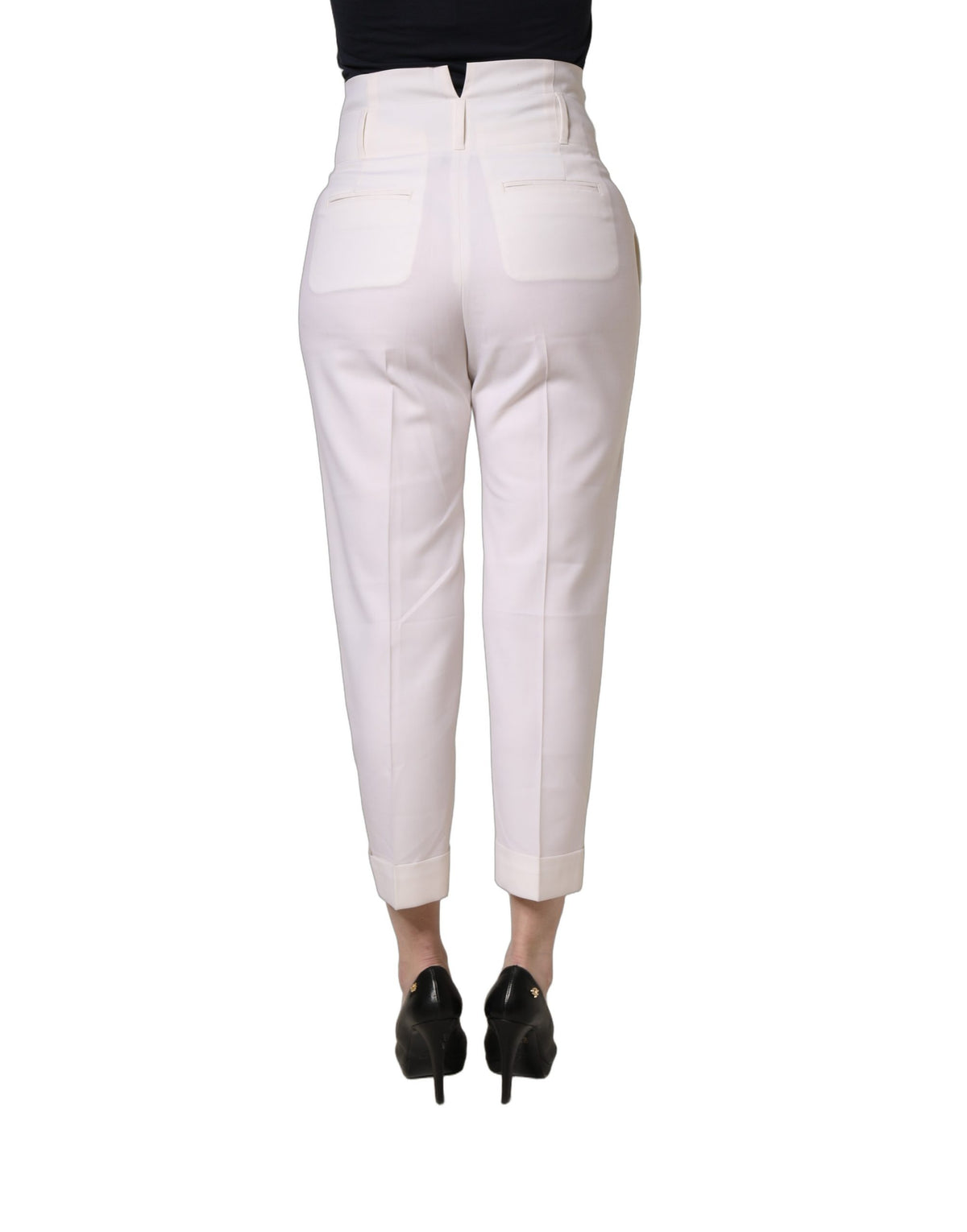 Peserico White Skinny High Waist Chino Cropped Trouser Women's Pants (Pre-Owned)