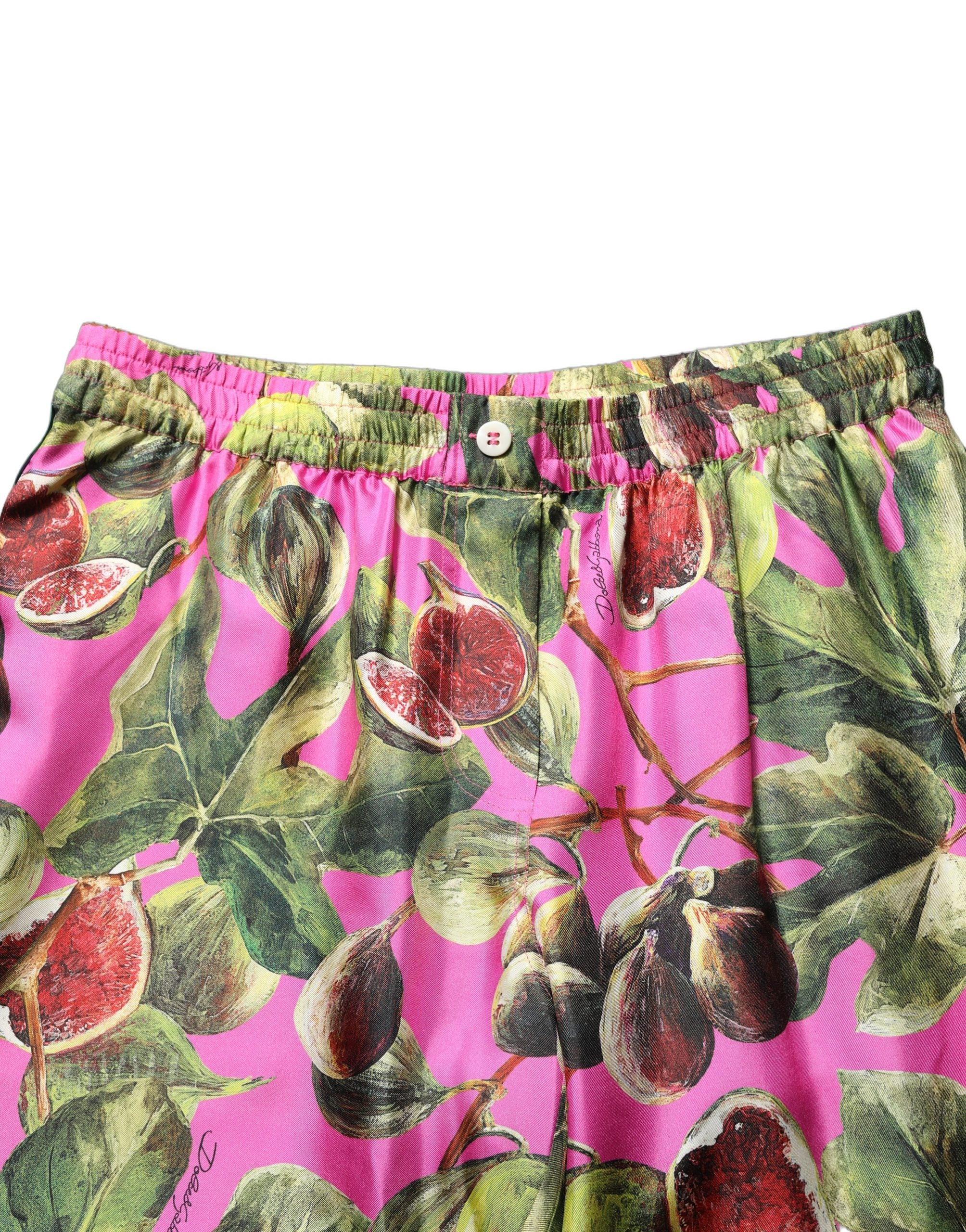 Dolce & Gabbana Fuchsia Fig Fruit Leaf Tapered Trouser Women's Pants