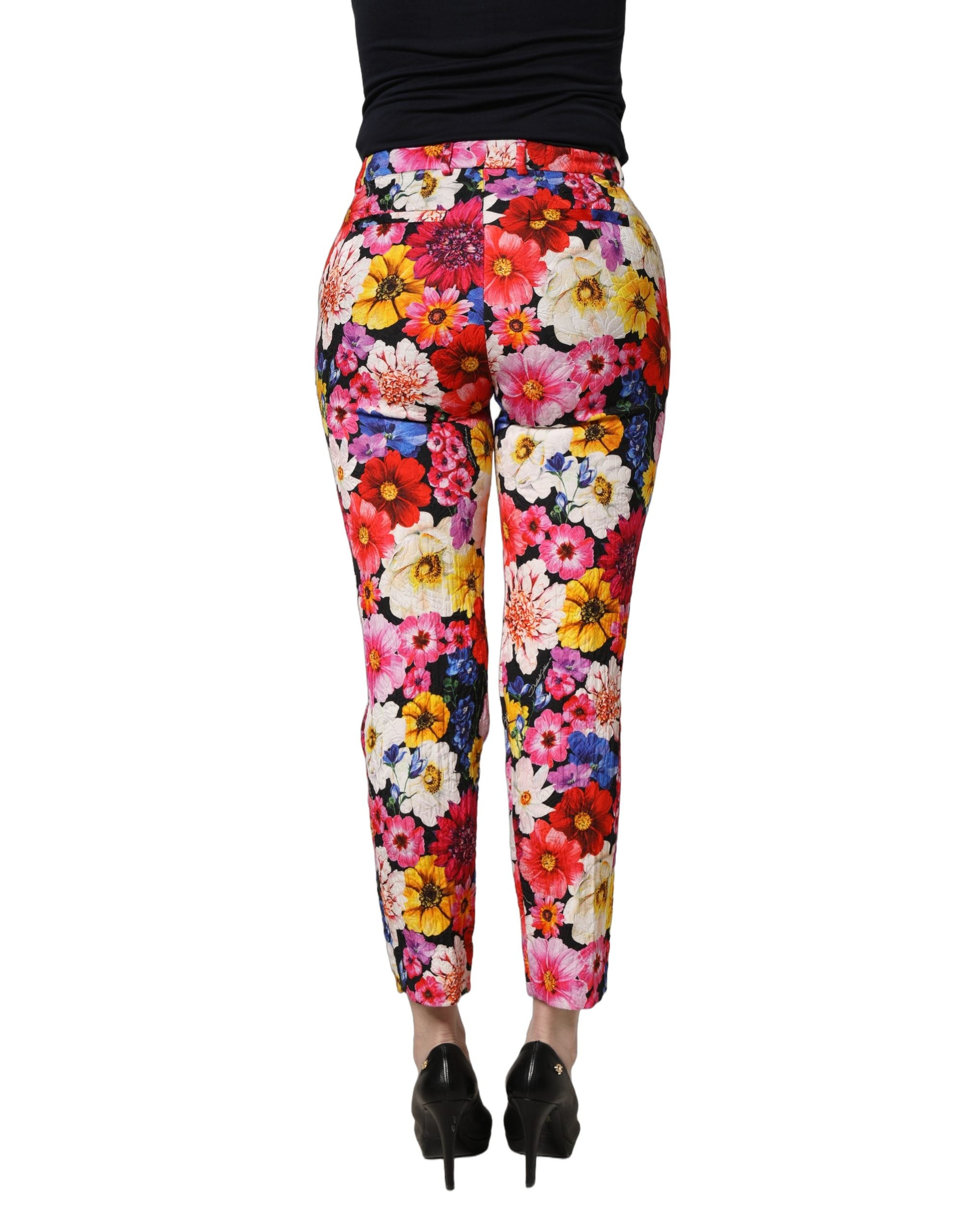 Dolce & Gabbana Multicolor Floral Print Tapered Trouser Women's Pants