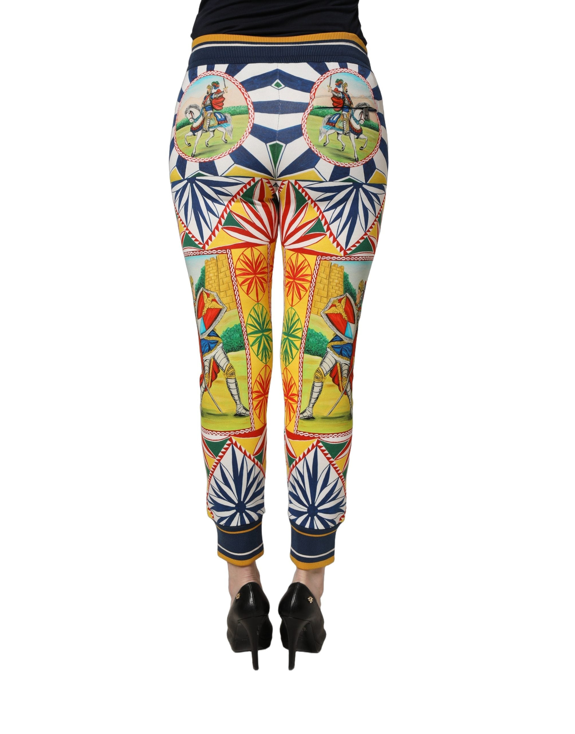 Dolce & Gabbana Multicolor Siciliano Saretto Joggers Women's Pants