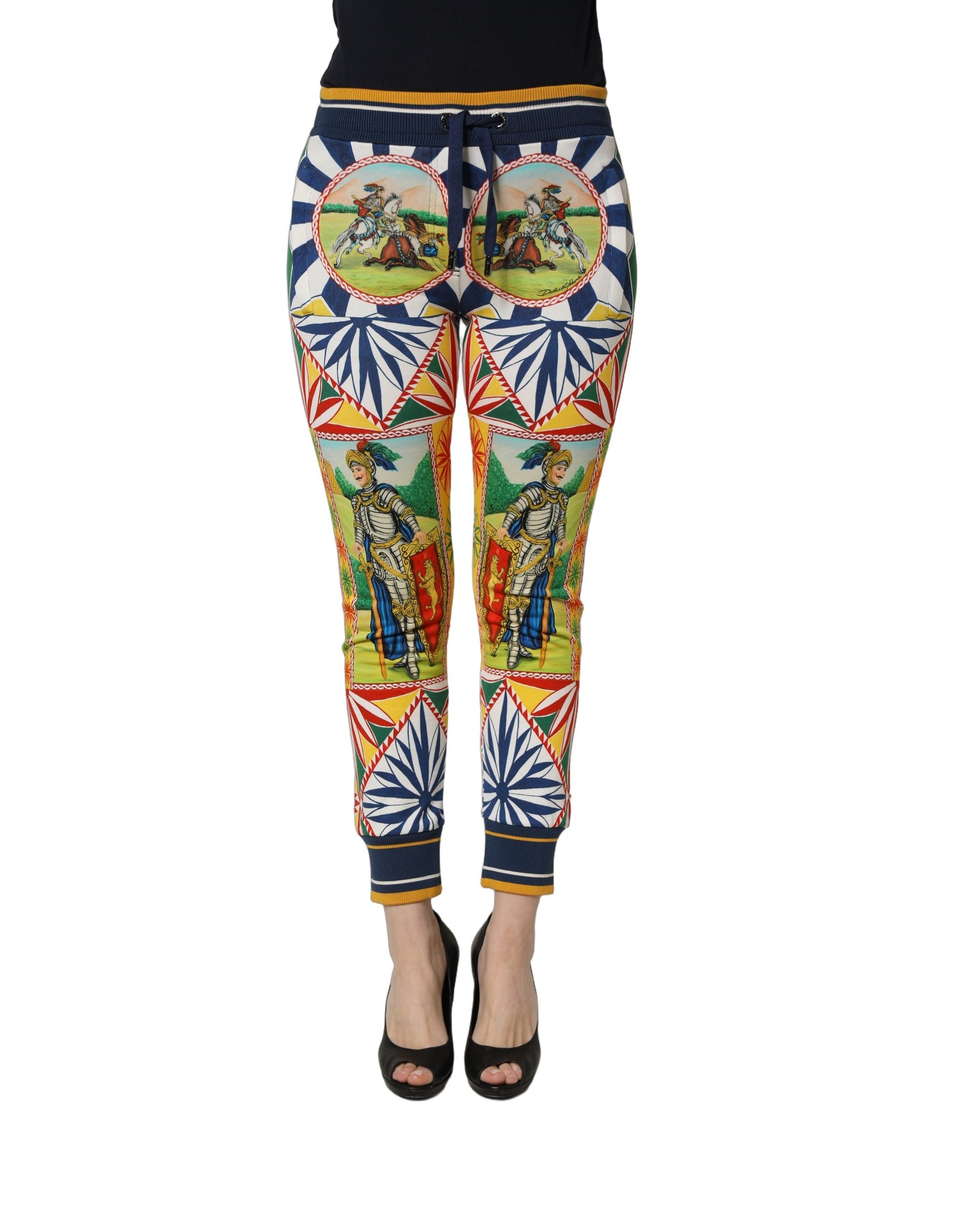 Dolce & Gabbana Multicolor Siciliano Saretto Joggers Women's Pants