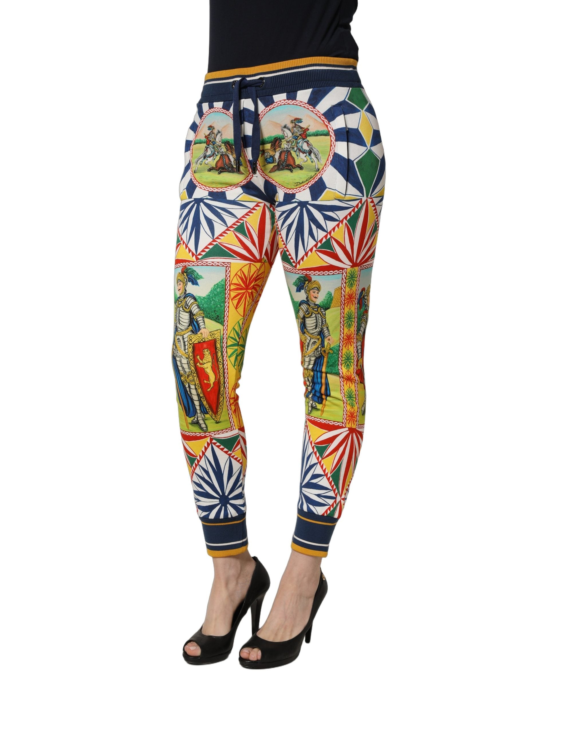 Dolce & Gabbana Multicolor Siciliano Saretto Joggers Women's Pants