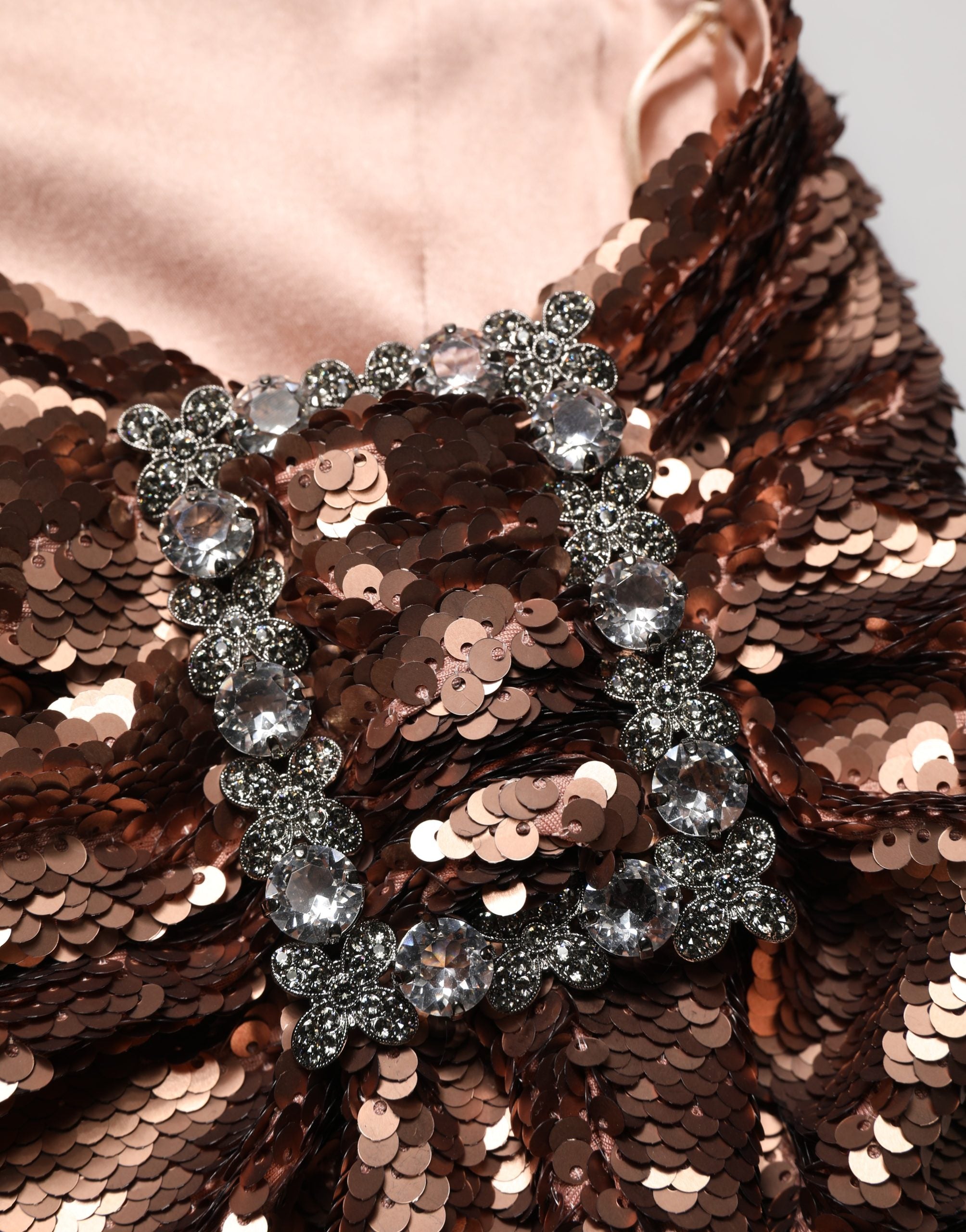 Dolce & Gabbana Rose Gold Embellished Sequinned Maxi Women's Skirt