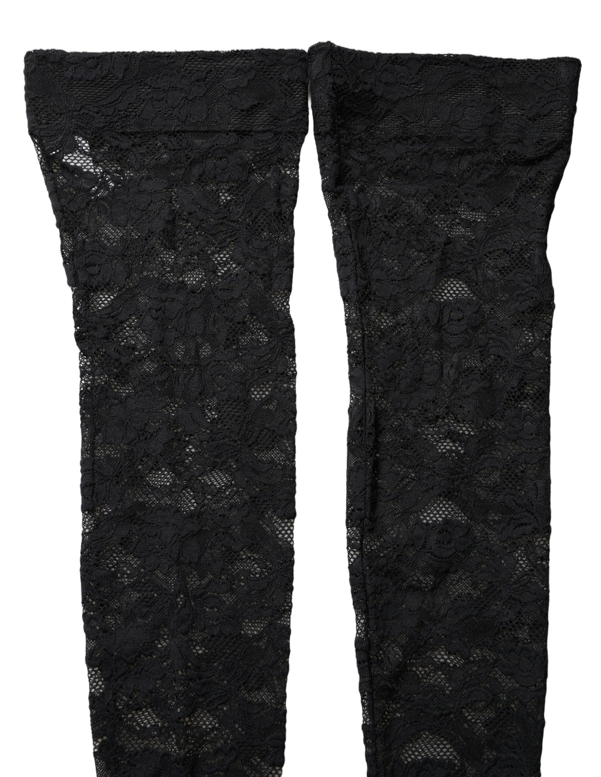 Dolce & Gabbana Black Floral Lace Thigh High Stockings Women's Socks