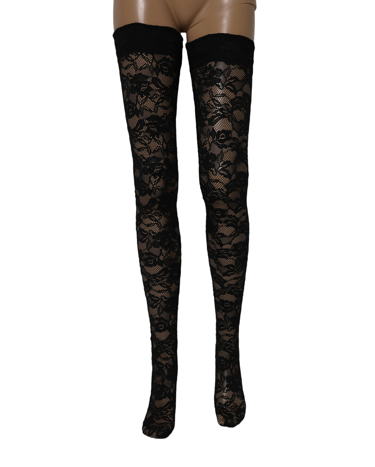 Dolce & Gabbana Black Floral Lace Thigh High Stockings Women's Socks