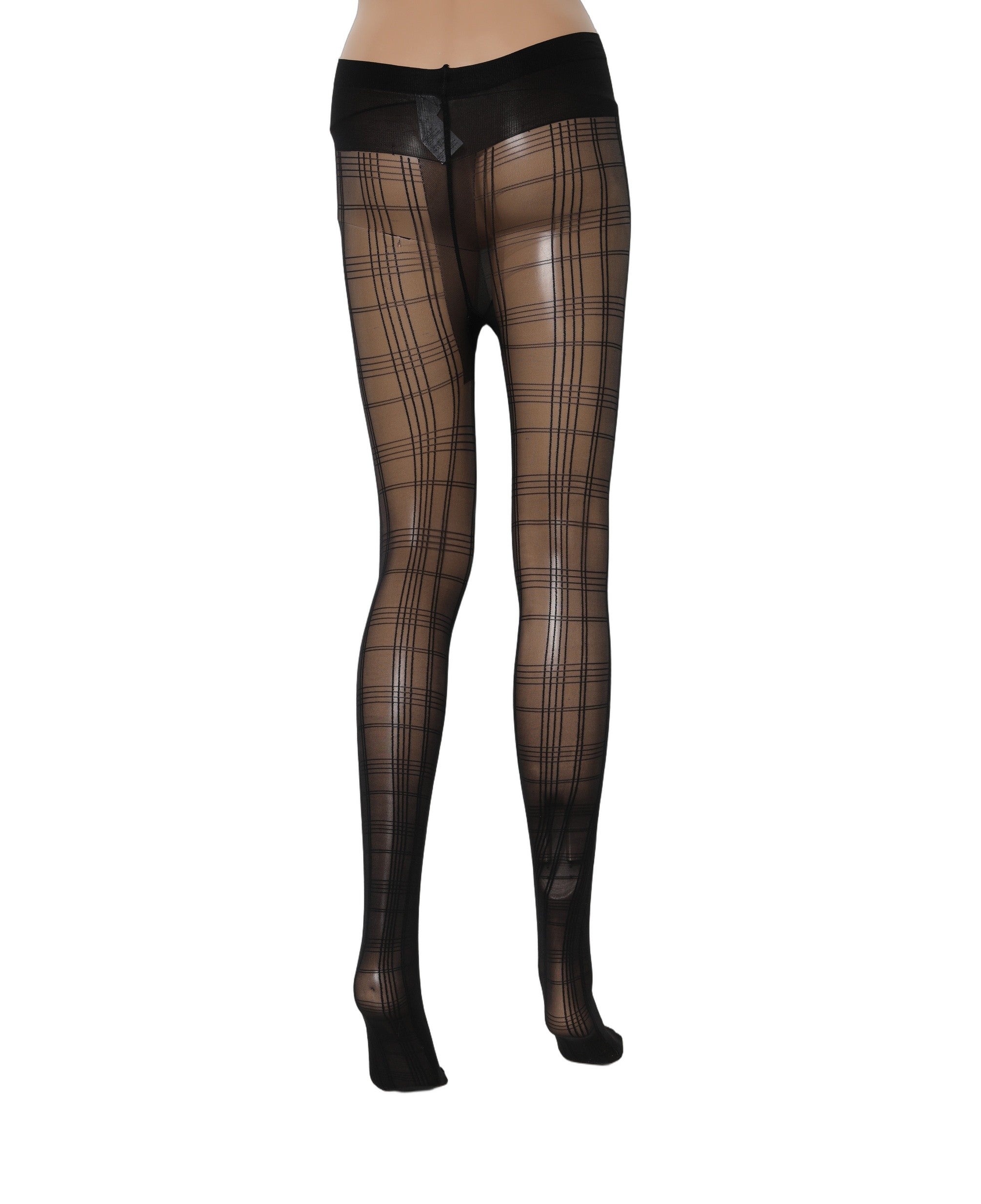 Dolce & Gabbana Black Nylon Tartan Pattern Tights Stockings Women's Socks