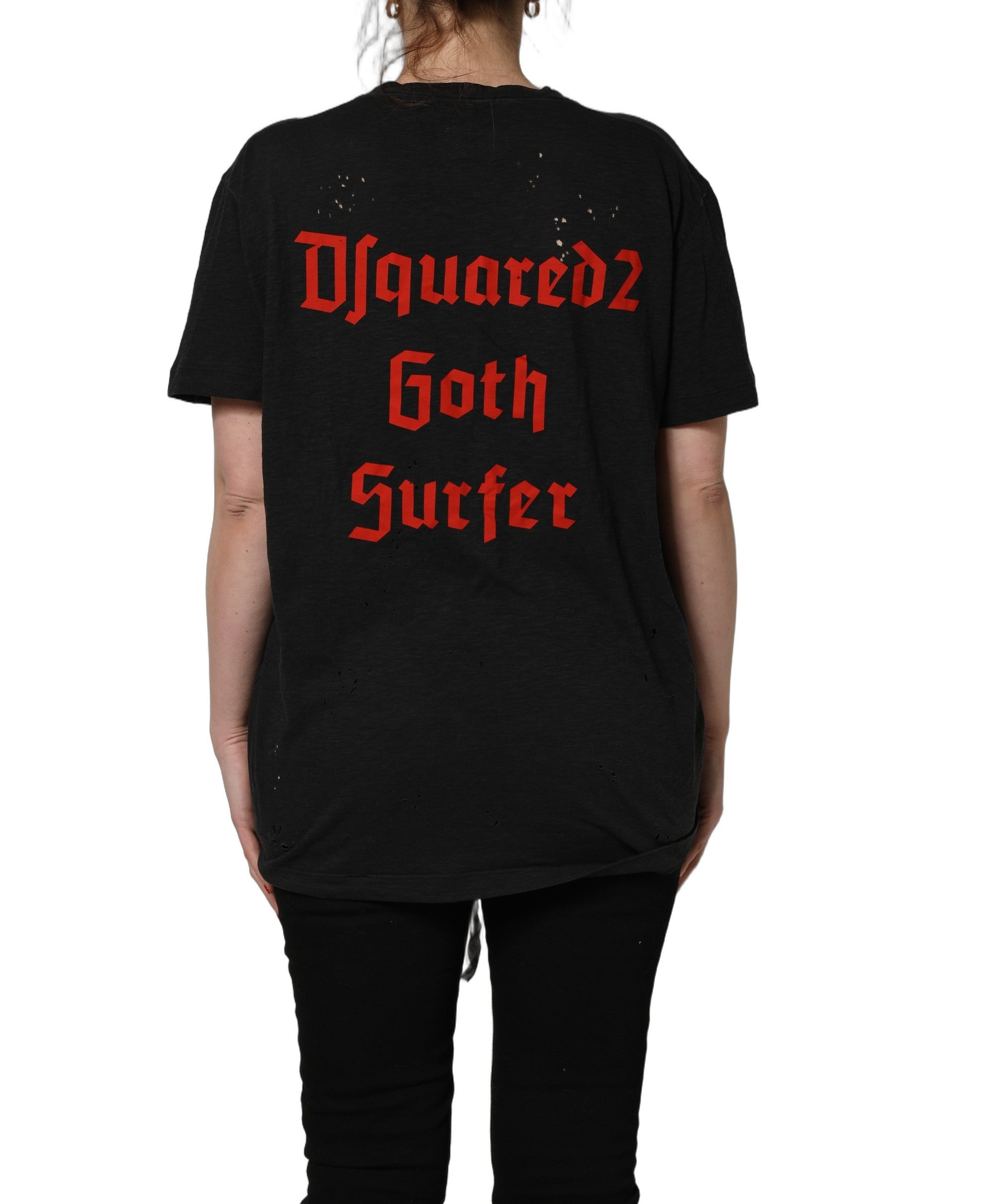 Dsquared² Black Chain Embellished Cotton Short Sleeve Women's T-shirt