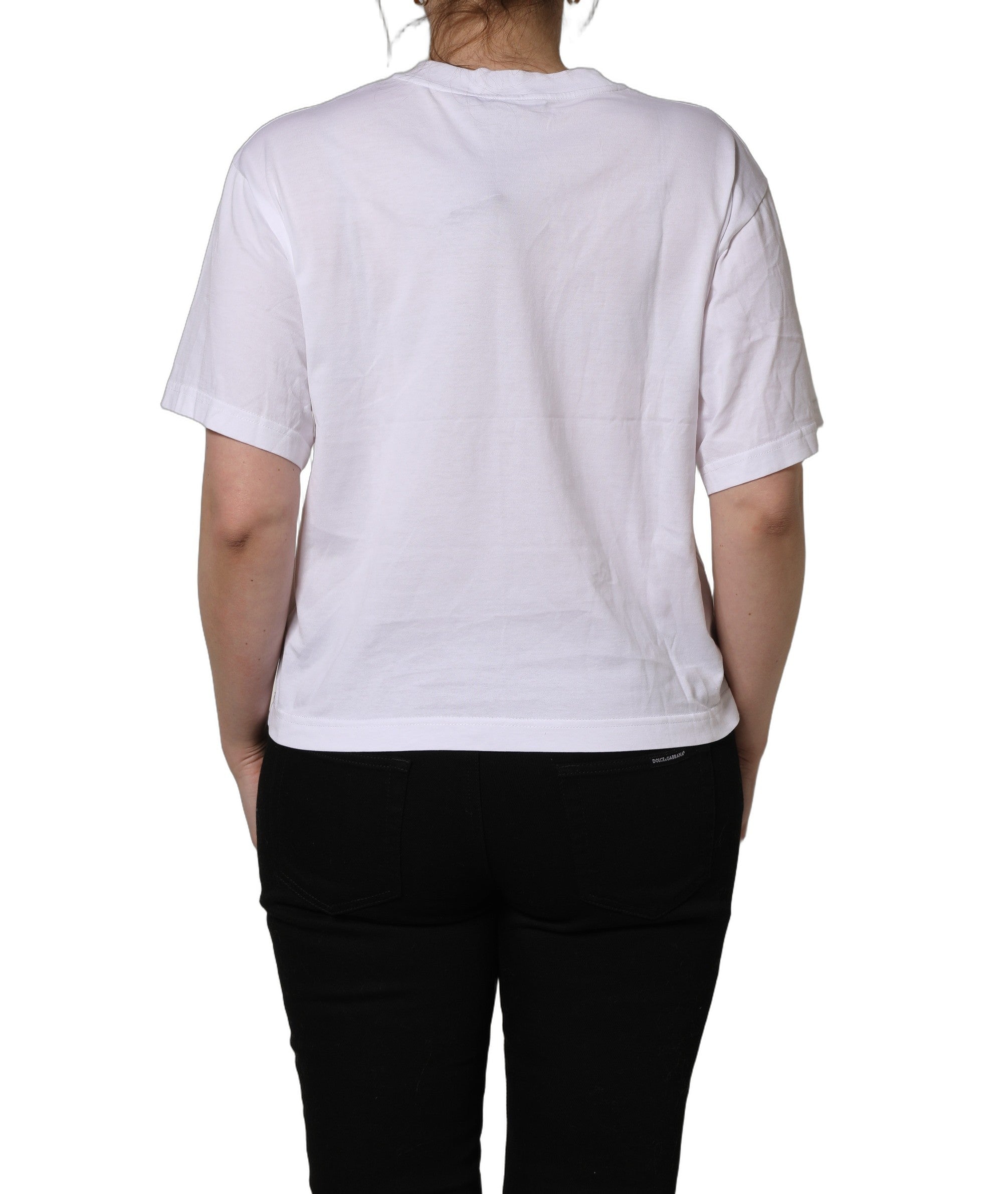 Dolce & Gabbana White I Love Supermodel Cotton Crew Neck Women's T-shirt (Pre-Owned)