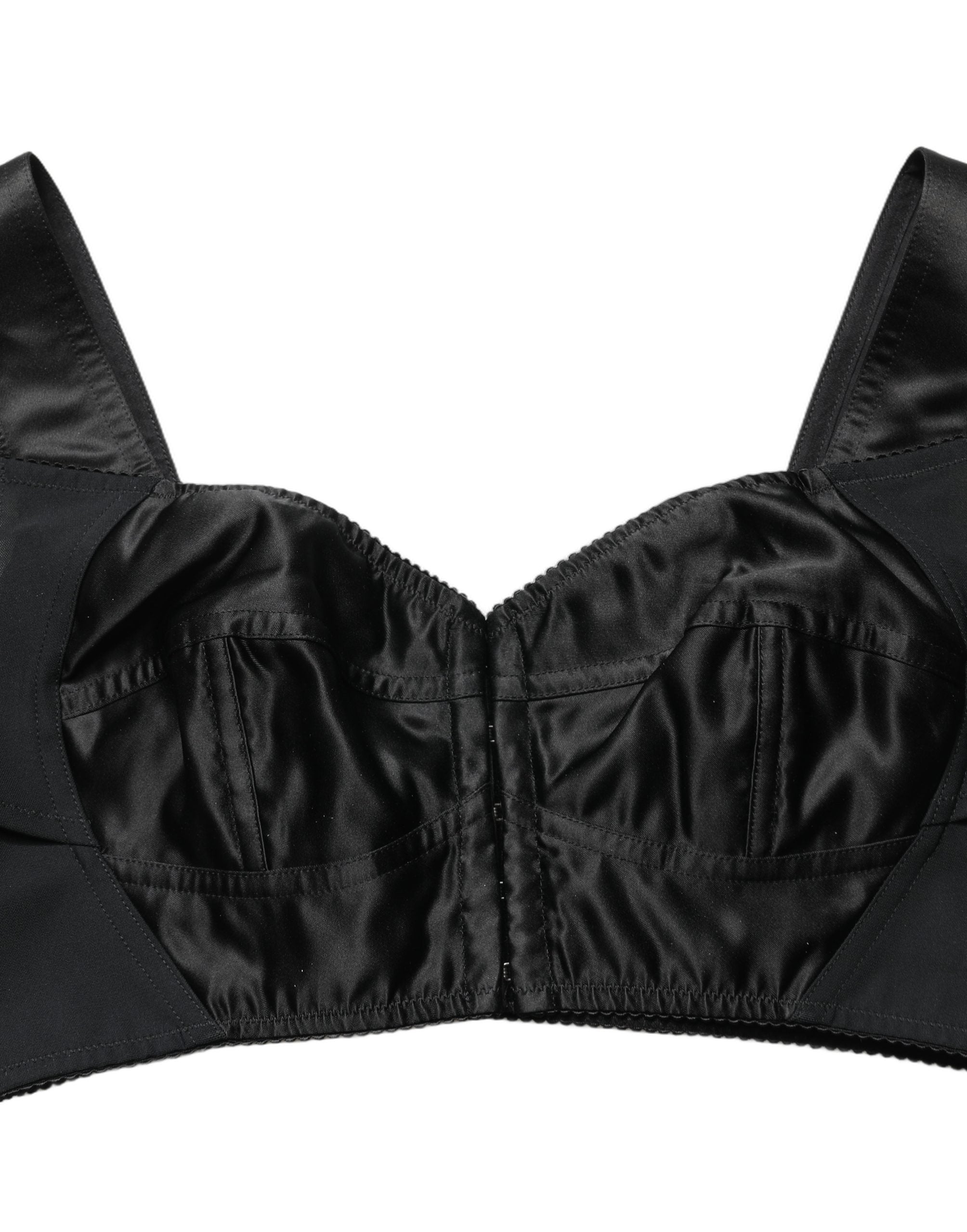 Dolce & Gabbana Black Satin Nylon Corset Sleeveless Cropped Women's Top (Pre-Owned)