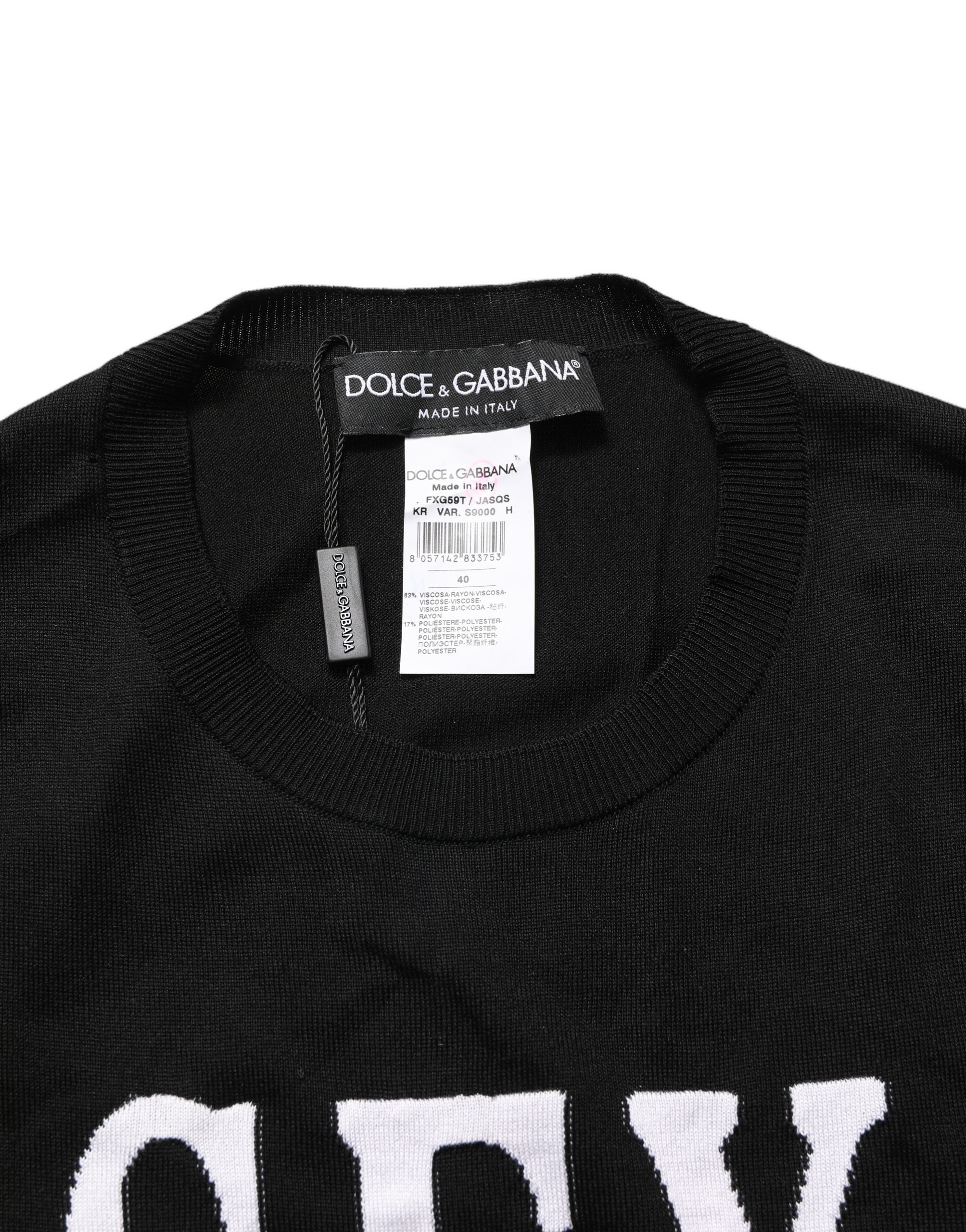 Dolce & Gabbana Black Graphic Print Long-Sleeved Women's Top