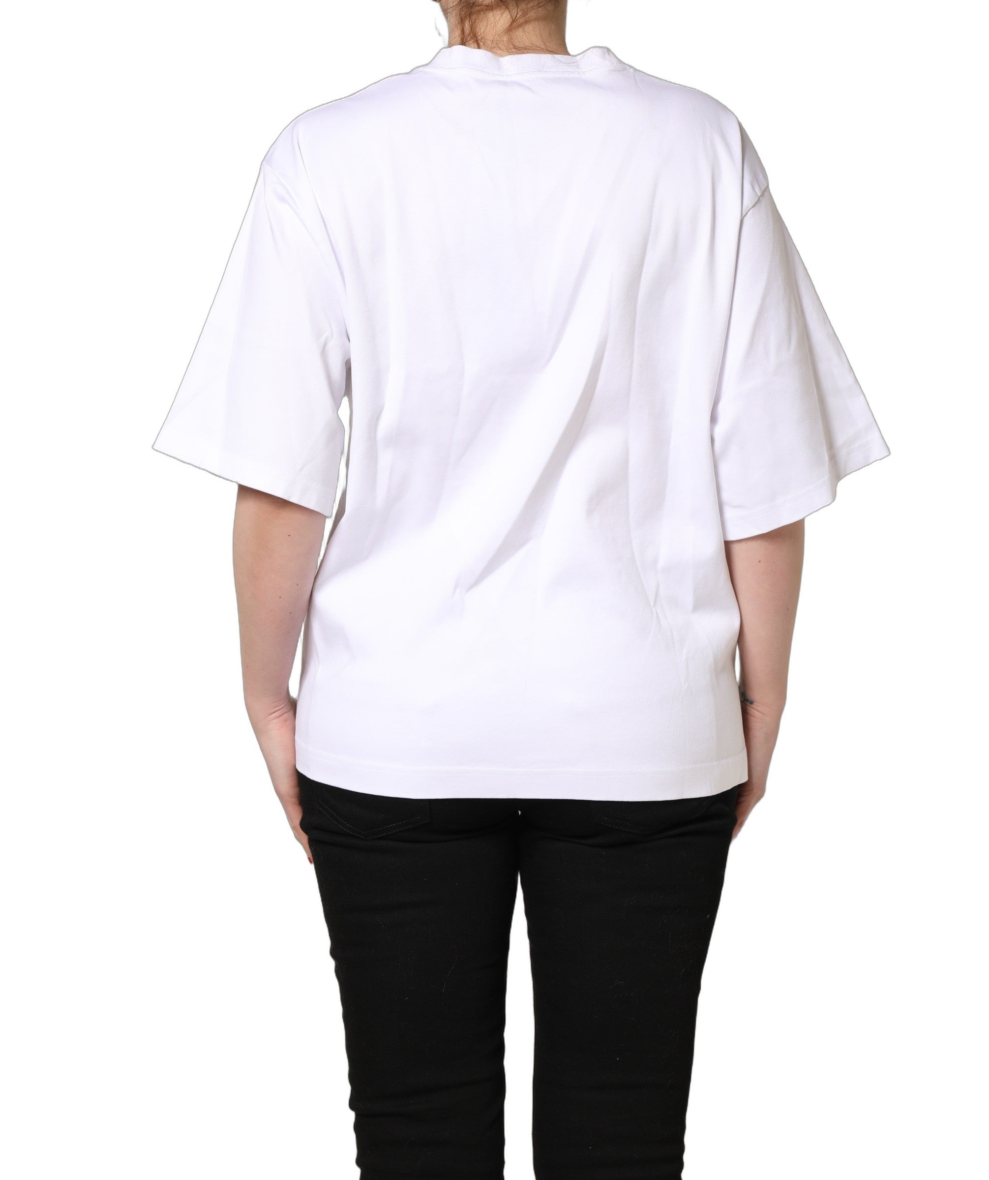 Dolce & Gabbana White I'm A Super Model Fan Print Jersey Women's T-shirt
