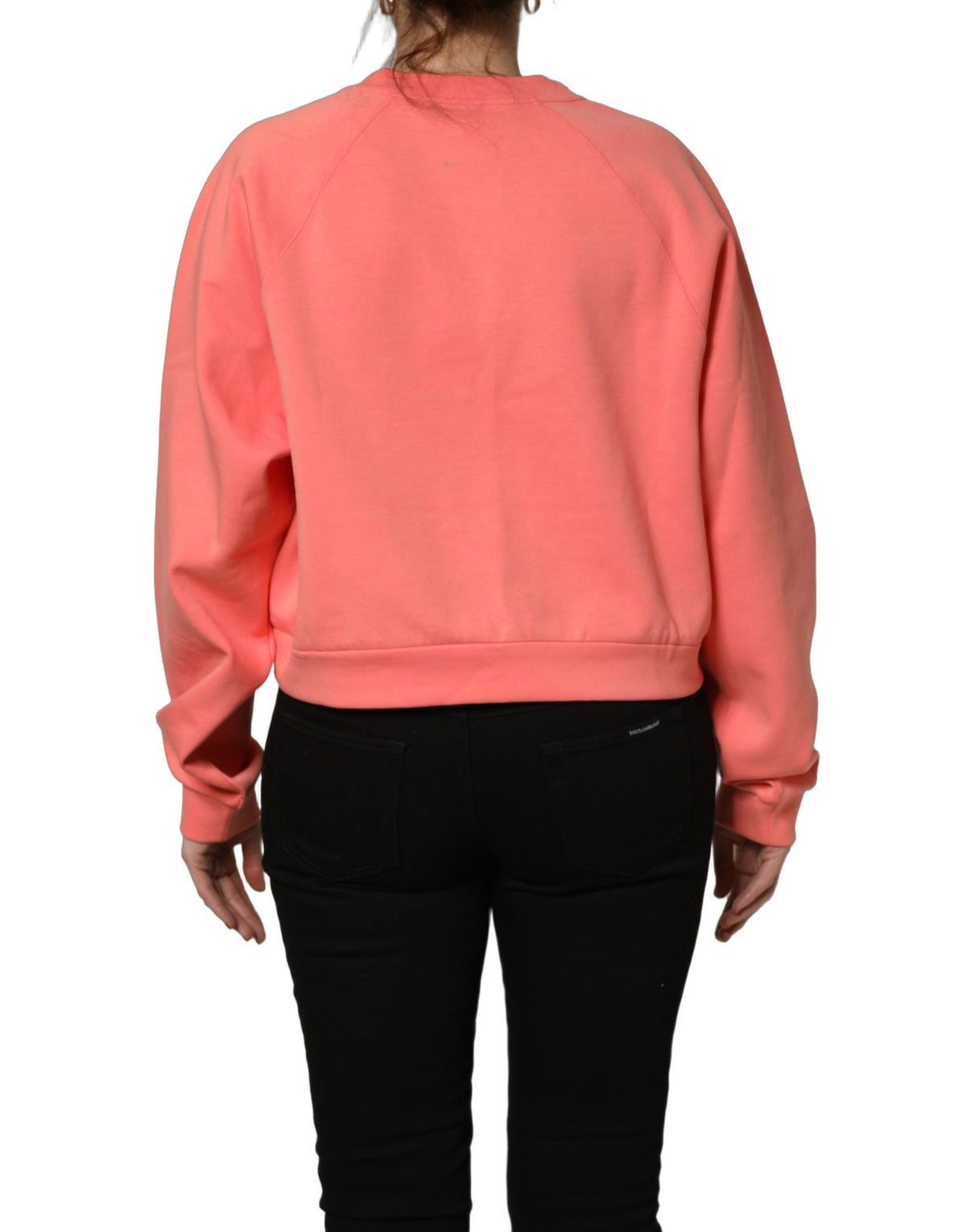 Dolce & Gabbana Pink Graphic Crew Neck Cropped Sweatshirt Women's Sweater (Pre-Owned)